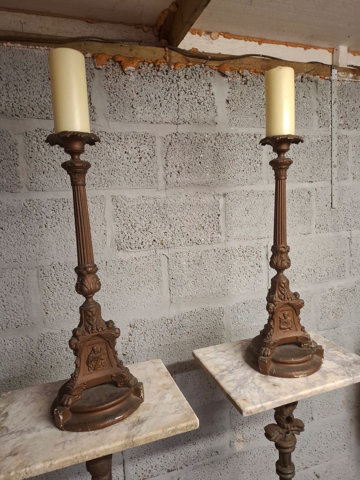 18th Century Italian Bronze Altar Candle Sticks photo furniture