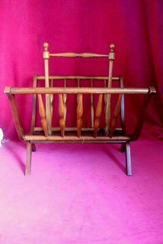 113.0 Vintage Mid Century Hout Magazine/ Newspaper Rack From Paris photo
