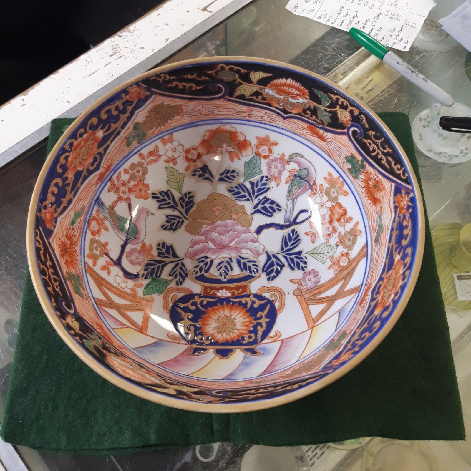 Vintage Oriental Famille Rose Bowl With Painted Enamel Flowers photo furniture
