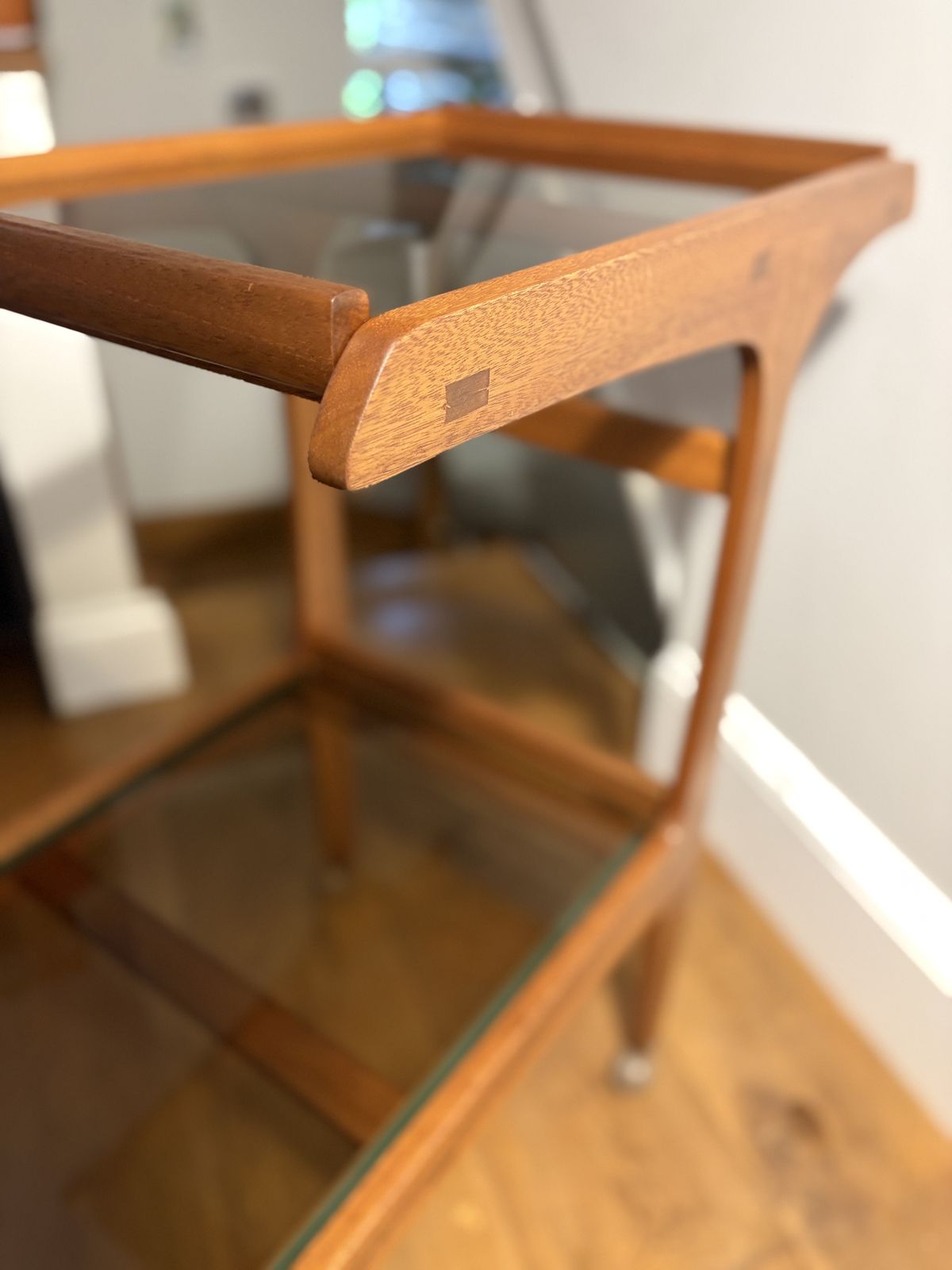 Mid Century Teak And Smoked Glass Drinks Trolley photo for sale