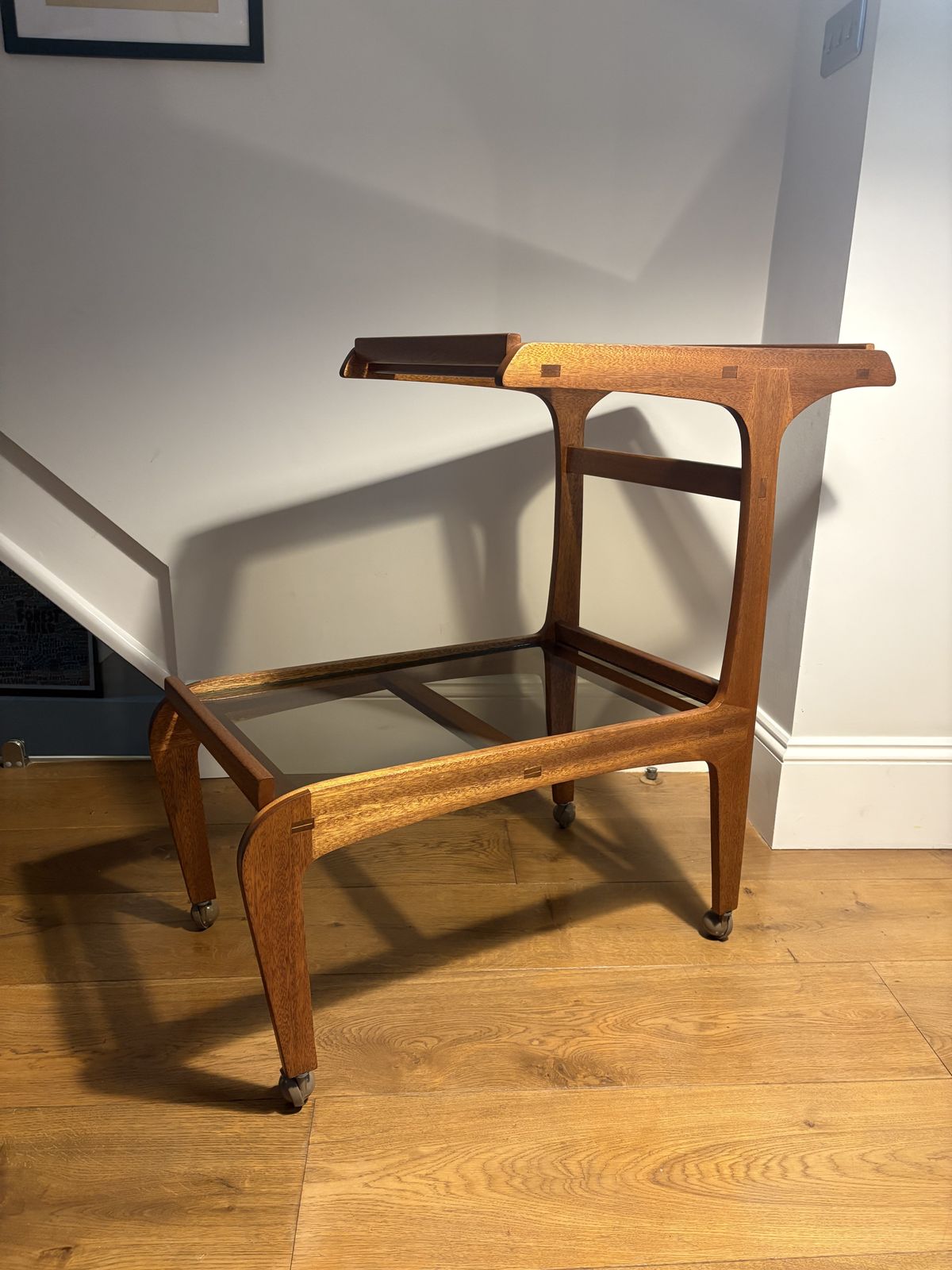 Mid Century Teak And Smoked Glass Drinks Trolley