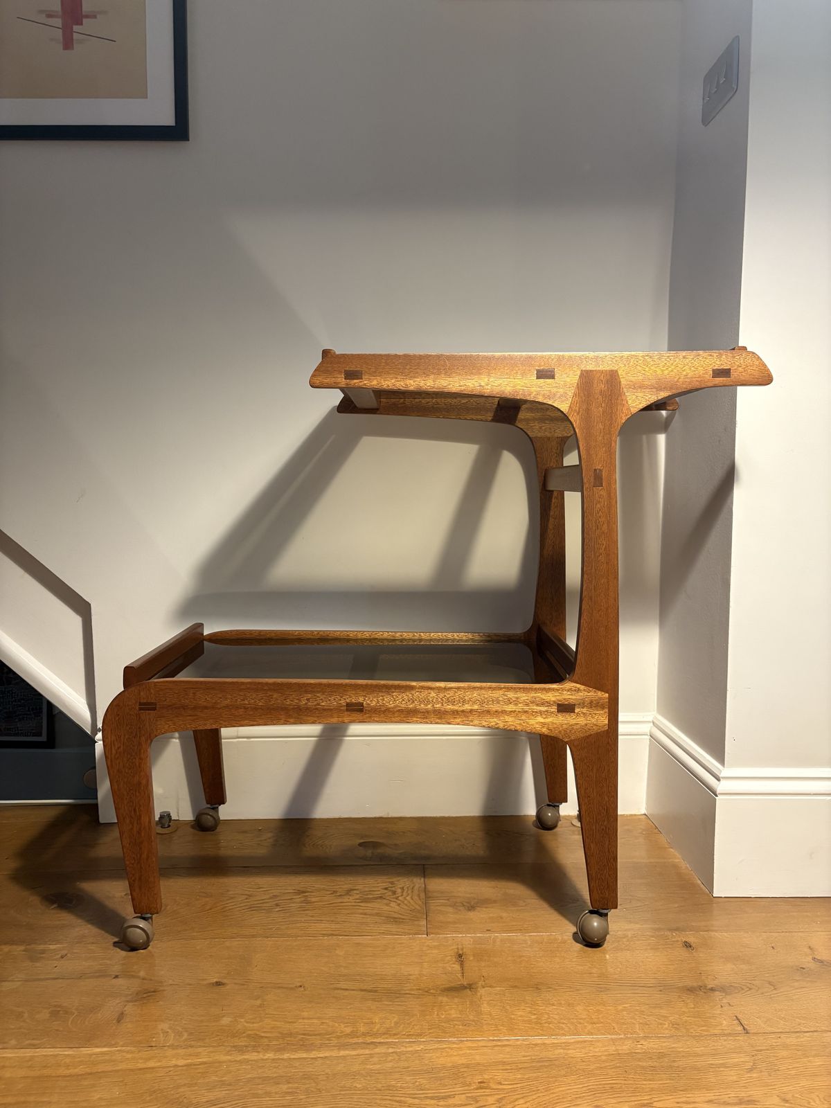 Mid Century Teak And Smoked Glass Drinks Trolley photo furniture