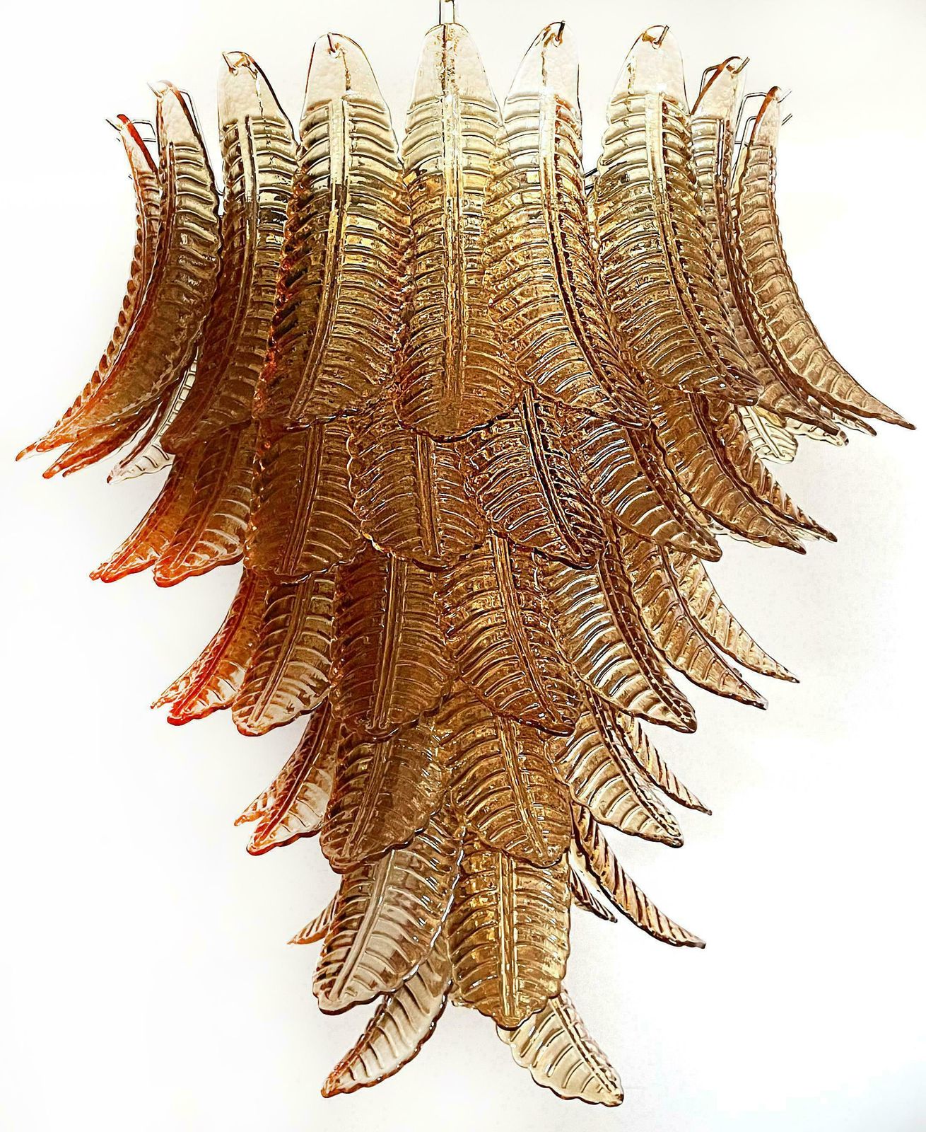 Gorgeous Italian Murano Felci Glass Chandeliers, 75 Amber Glasses photo furniture