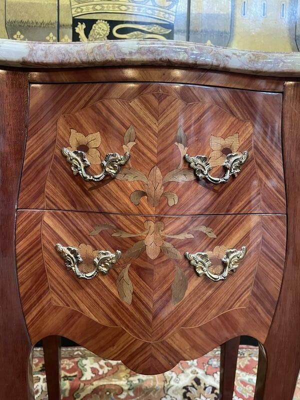 Paire De Tables De Chevets En Marqueterie De Style Louis XV   Transition photo for sale