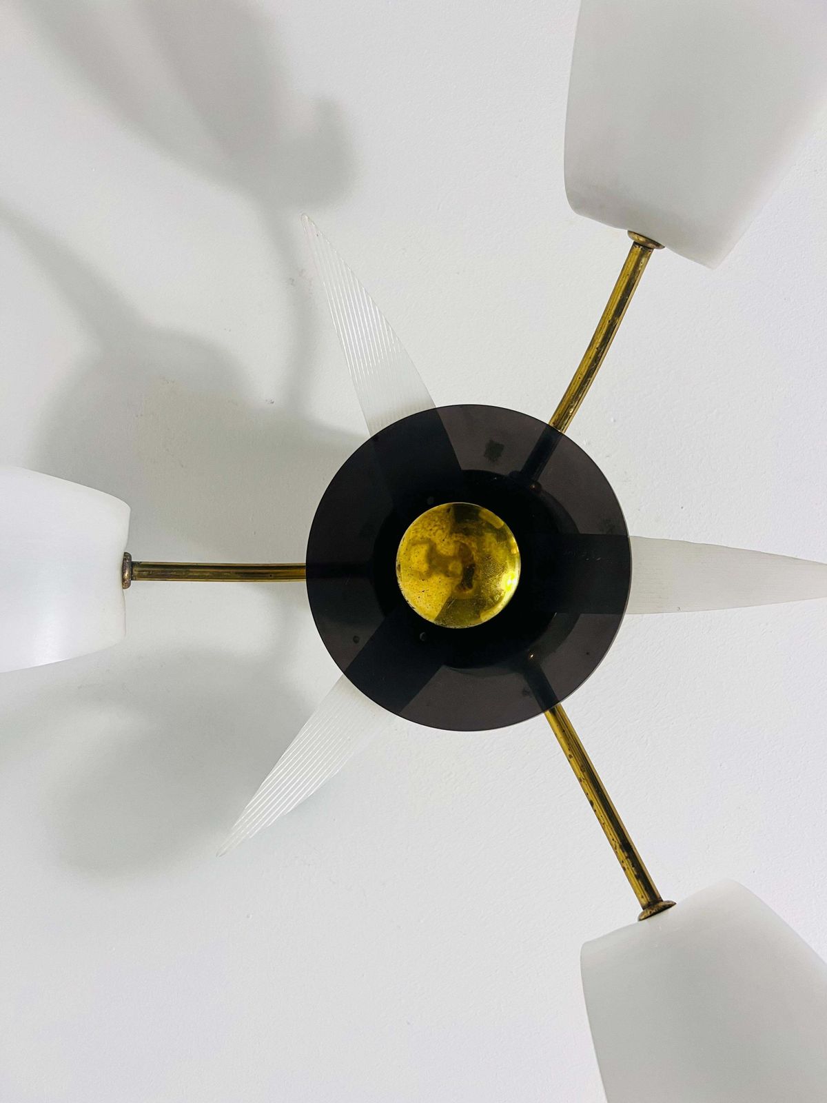 Italian Midcentury Brass 3 Arm Sputnik Chandelier, 1950s photo buy