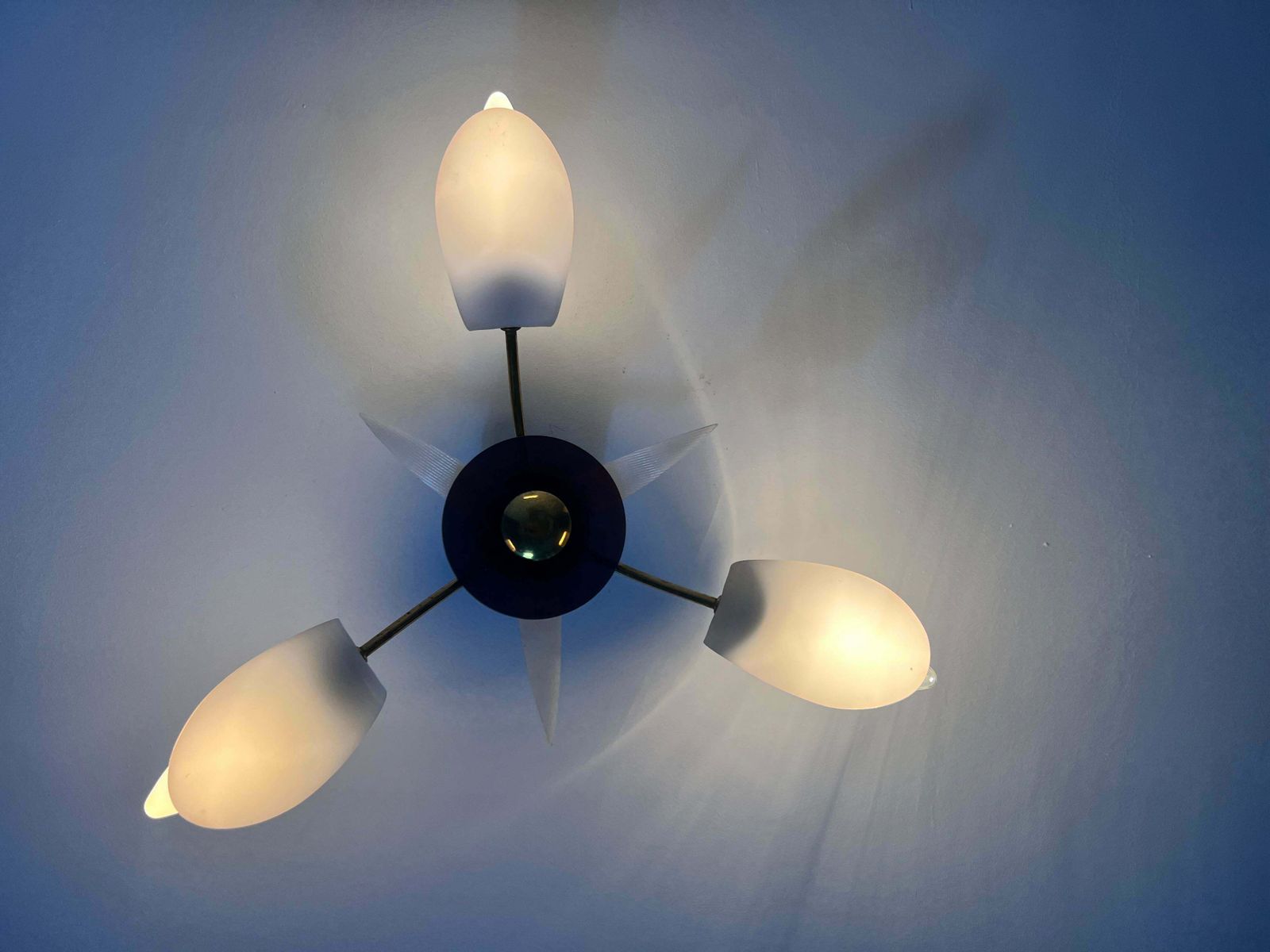 Lighting Italian Midcentury Brass 3 Arm Sputnik Chandelier, 1950s photo