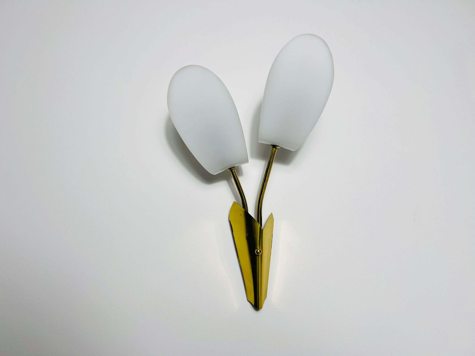 Pair Of Mid Century Brass And Plexi Glass Wall Lamps, Italy, 1960s photo vintage