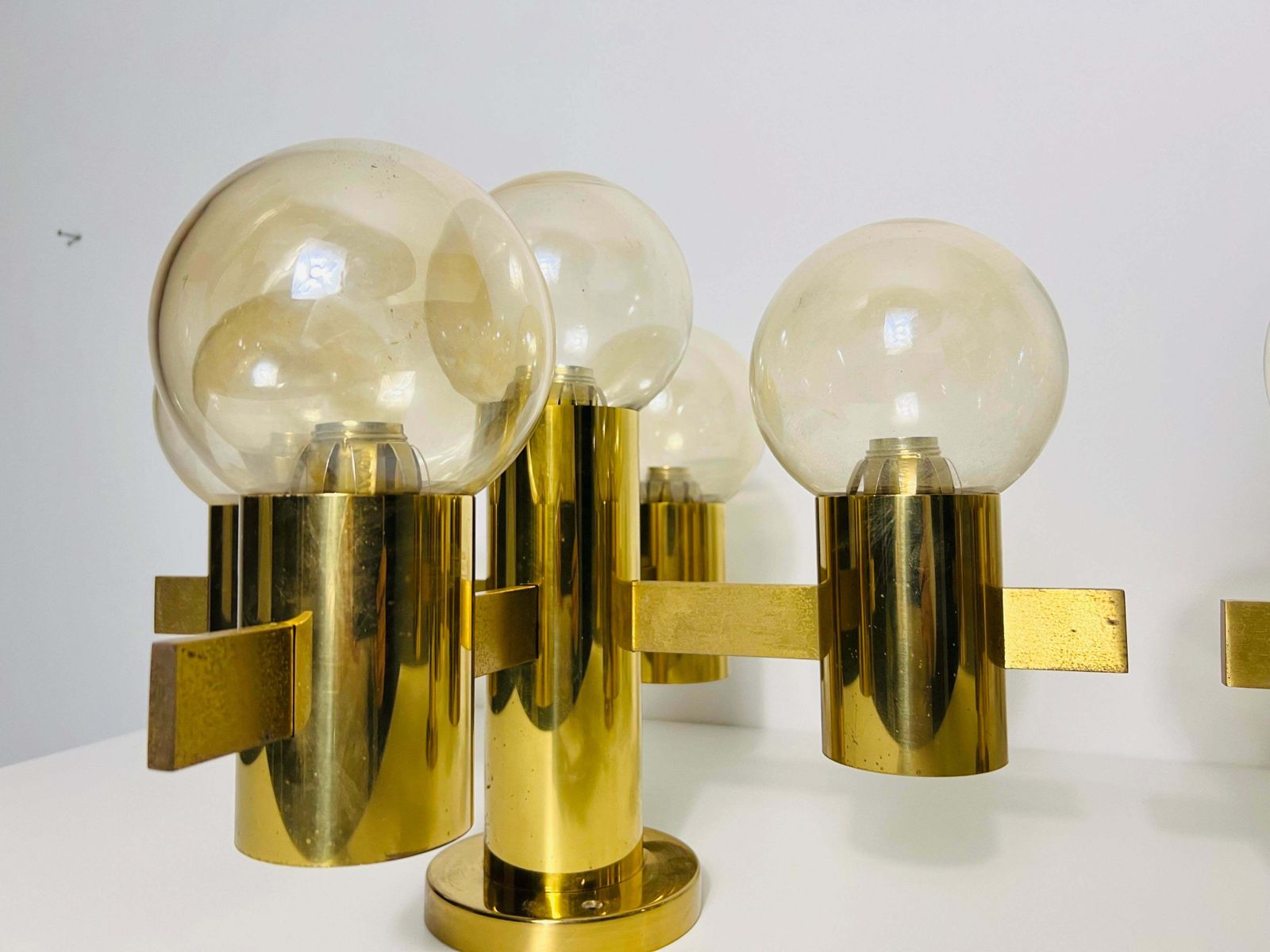 photo vinterior 1 Of 2 Brass And Glass Chandelier By Hans Agne Jakobsson, Sweden, 1960s
