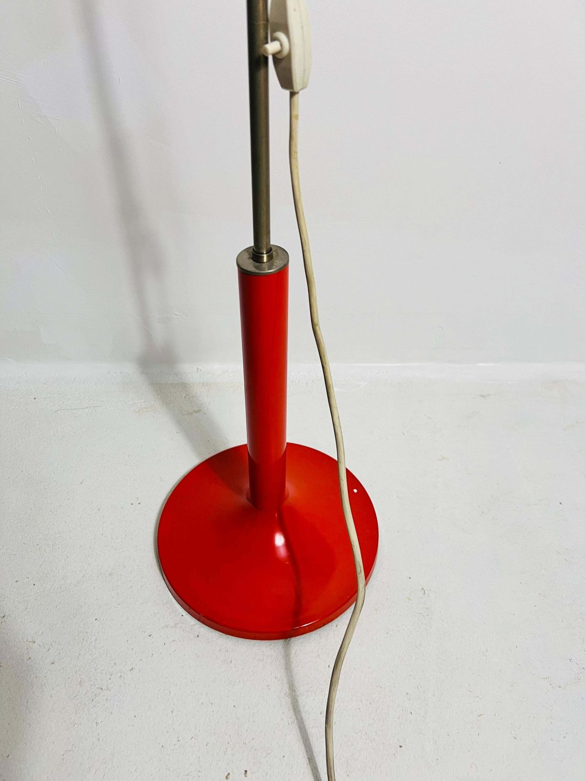Lighting Midcentury Red And Opaline Glass 3 Arm Floor Lamp By Kaiser, Germany, 1960s photo