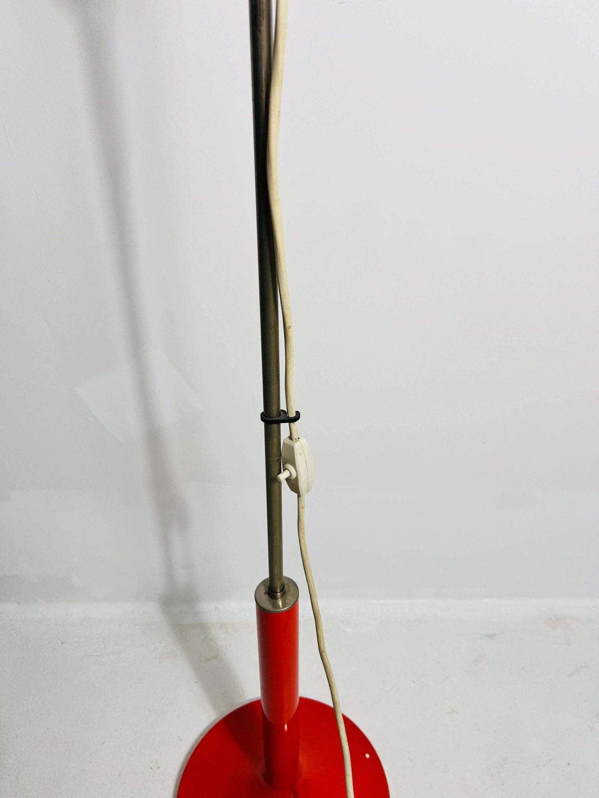 1360.0 Midcentury Red And Opaline Glass 3 Arm Floor Lamp By Kaiser, Germany, 1960s photo