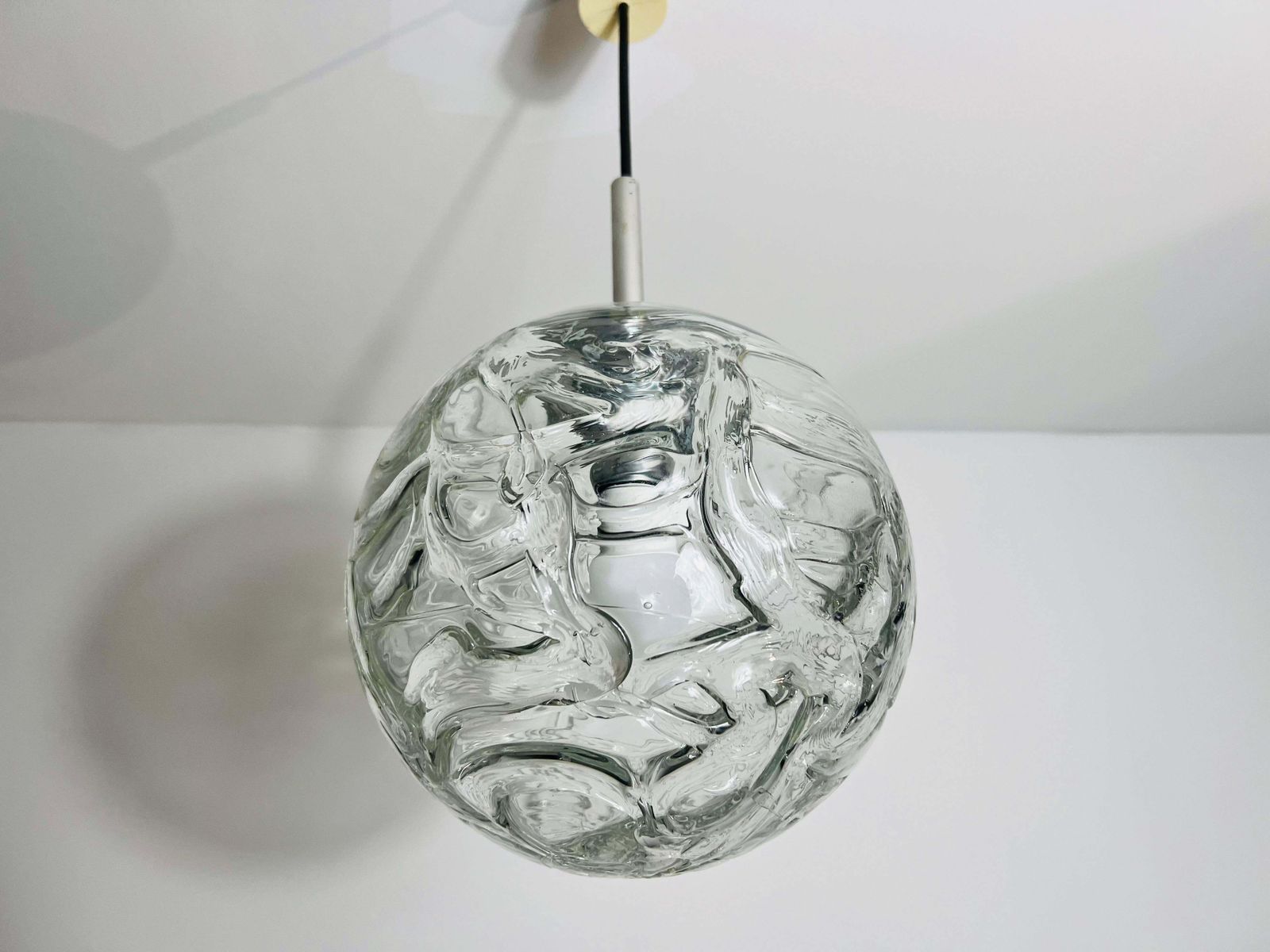 Round Crystal Ice Glass Bowl By Doria, 1960s, Germany photo for sale