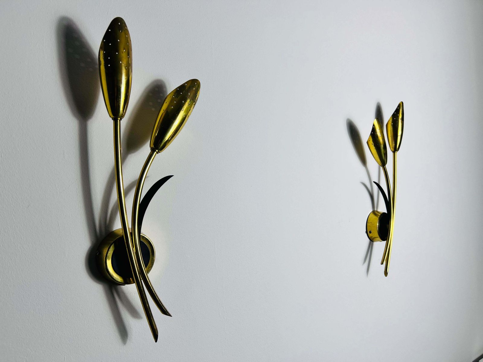 Pair Of Mid Century Brass Sputnik Wall Lamps, Italy, 1960s photo vinterior