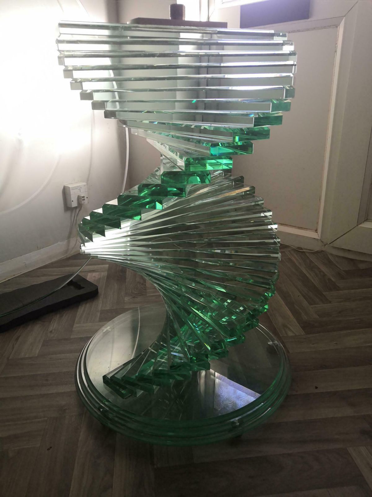 1980s Retro Glass Spiral Helix Dining Table In The Style Of Danny Lane photo 900.0