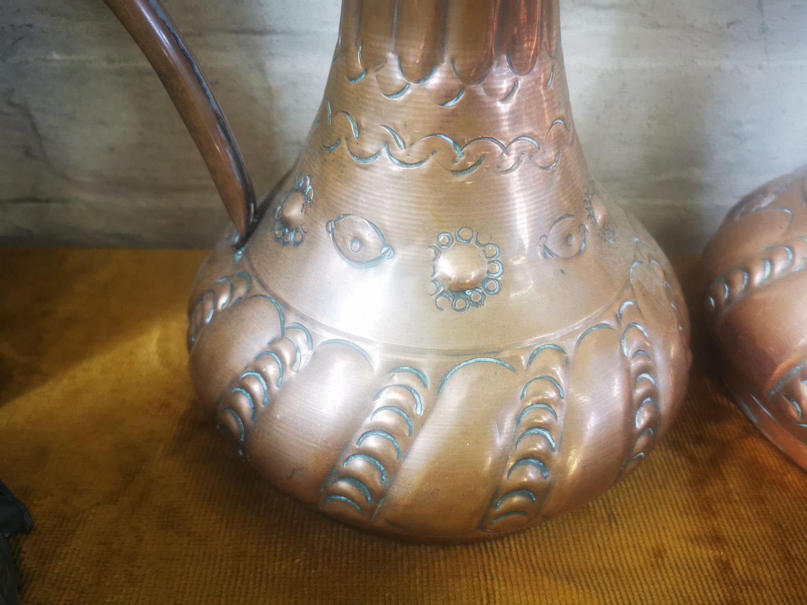 Pair Of Art Nouveau Copper Ewers Or Jug, Relief Arts And Crafts Design photo furniture
