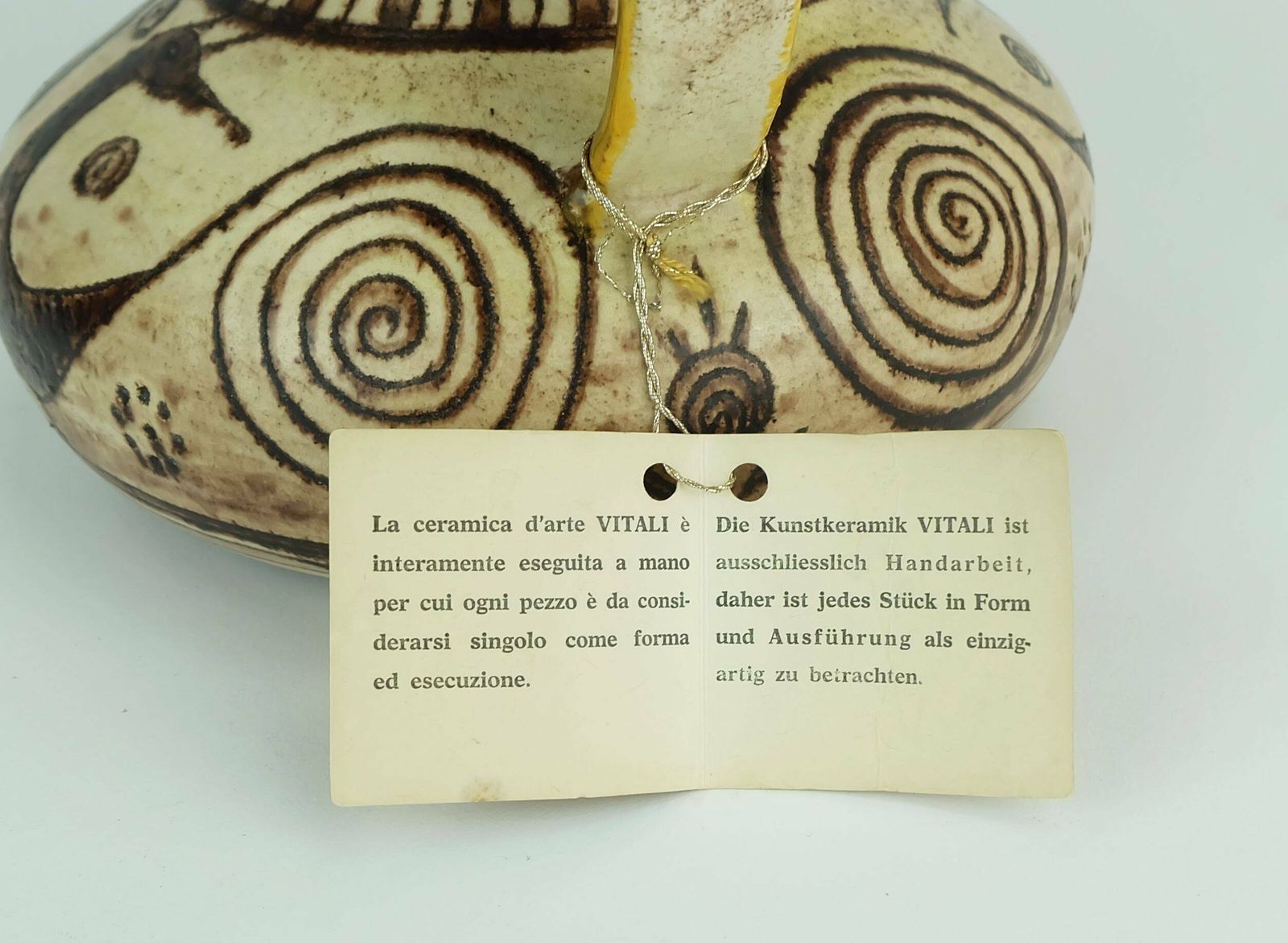 Italian Mid Century Ceramic Vase Jug Signed Vitali Handmade 1970s photo buy