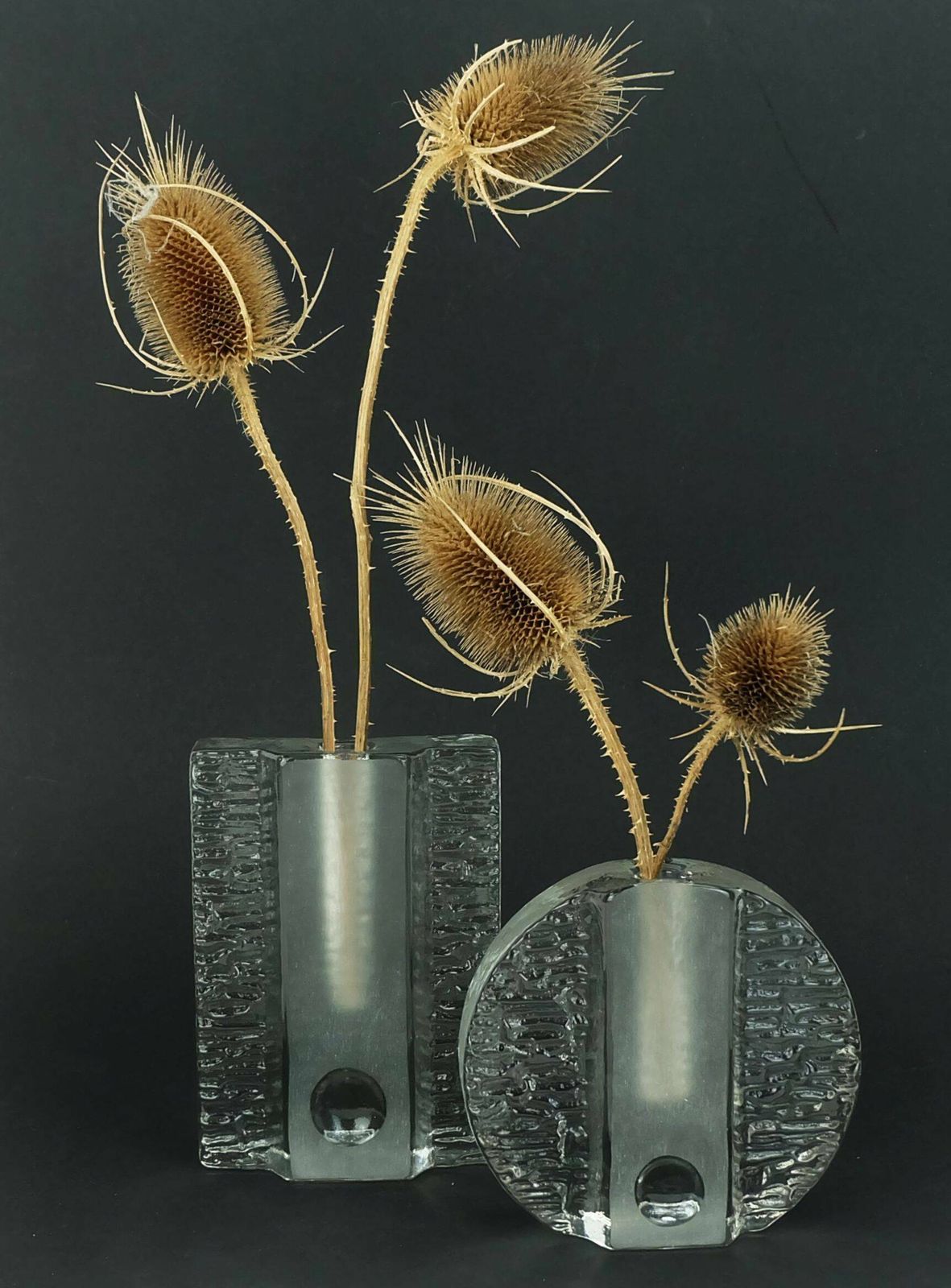 Set Of 2 Solifleur Block Vases Walther Glas 60s 70s Op Art Arrangement Vases photo furniture