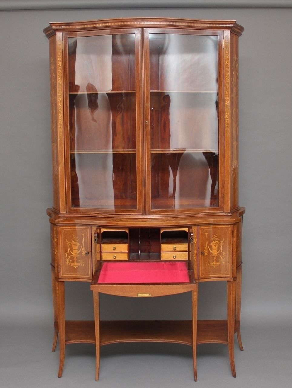 19th Century Mahogany Inlaid Display Cabinet photo furniture