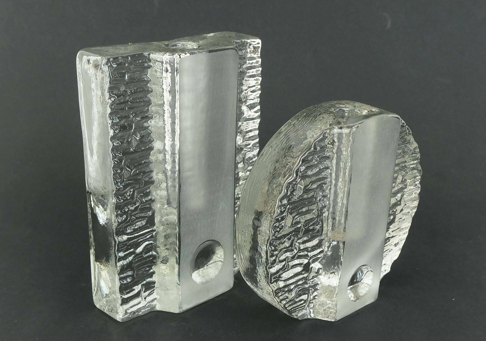 Set Of 2 Solifleur Block Vases Walther Glas 60s 70s Op Art Arrangement Vases photo buy