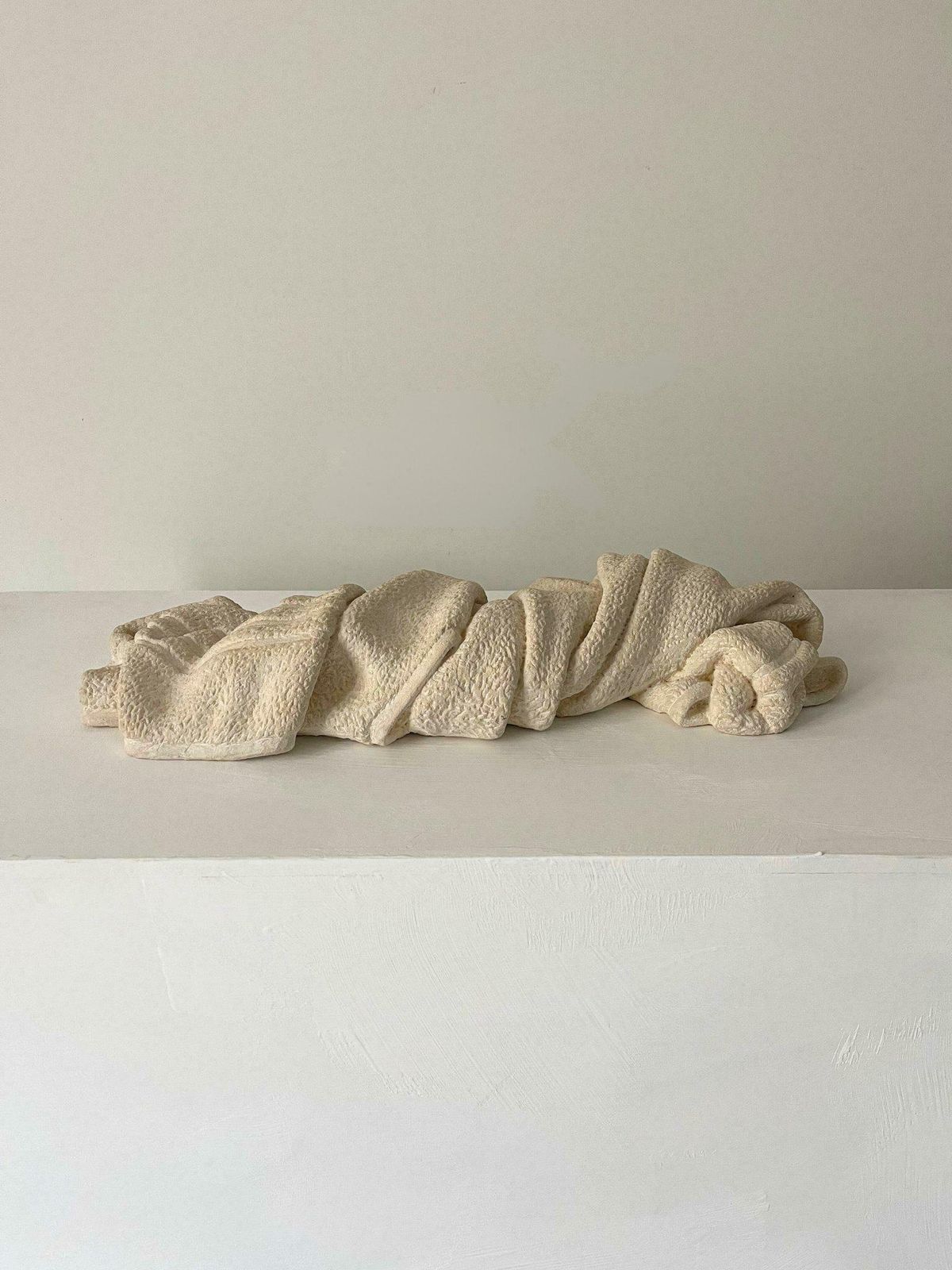Stone Towel II   21st Century Contemporary Sculpture In Limestone, Unique Hand Carved Artwork photo vinterior