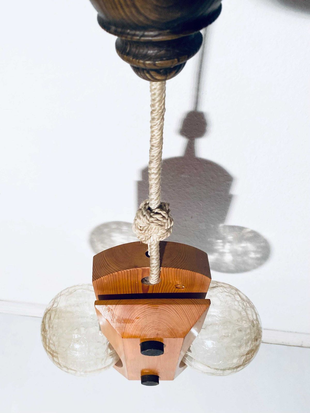 photo furniture Temde Lantern Style Wooden Wall Bulb Lamp / By Charlotte Perriand / Cedar Wood Glass 1970s Vintage Decor