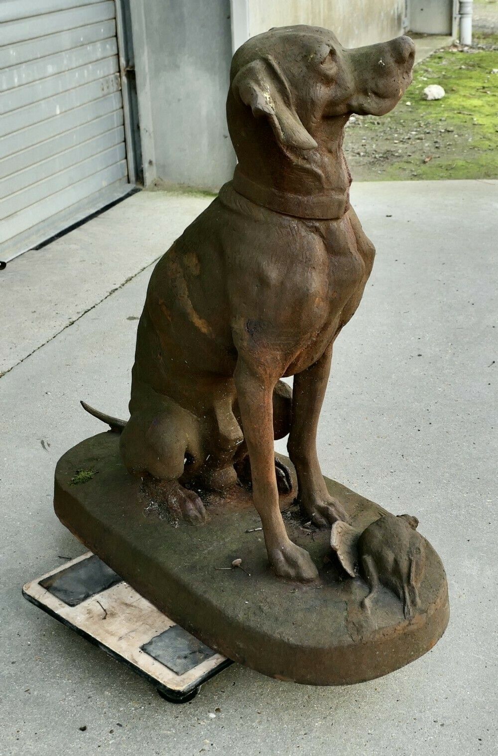 Cast Iron Statue Of A Hunting Dog With A Pheasant photo Art