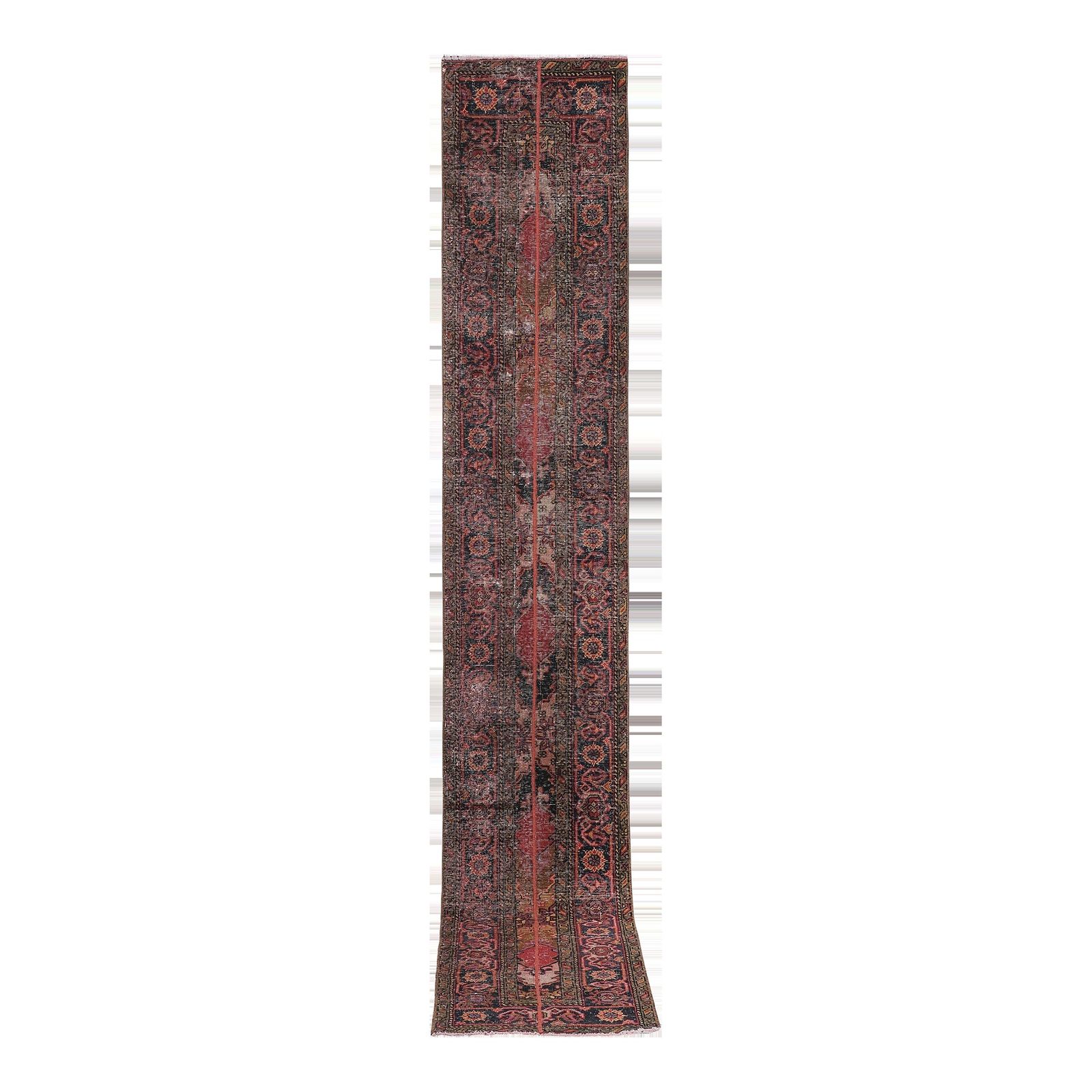 1960s Distressed Extra Long Turkish Runner Rug   Stair Rug 2'1'' X 13'3''
