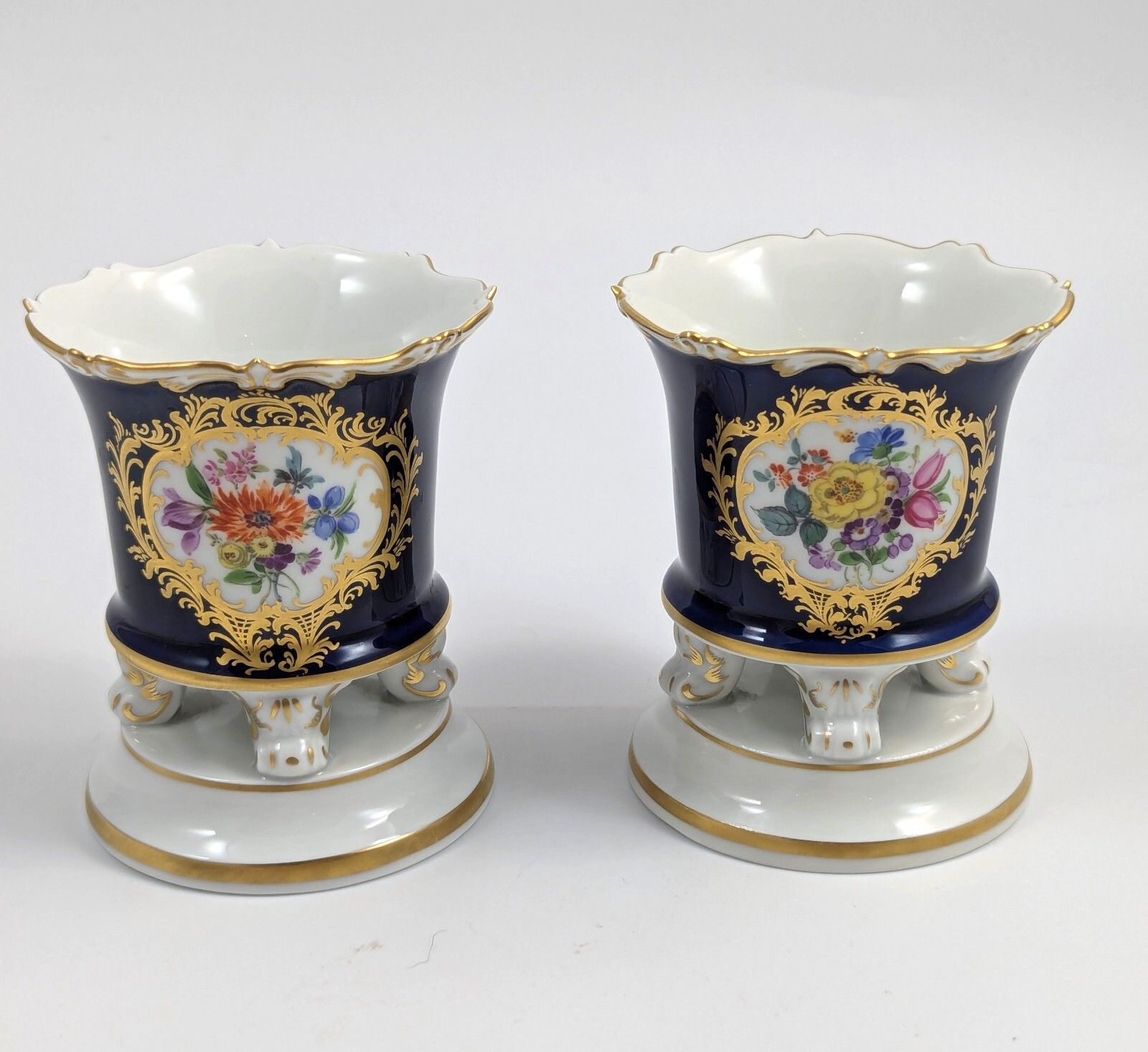 Meissen,Porcelain Cobalt Small Vases, 1930s