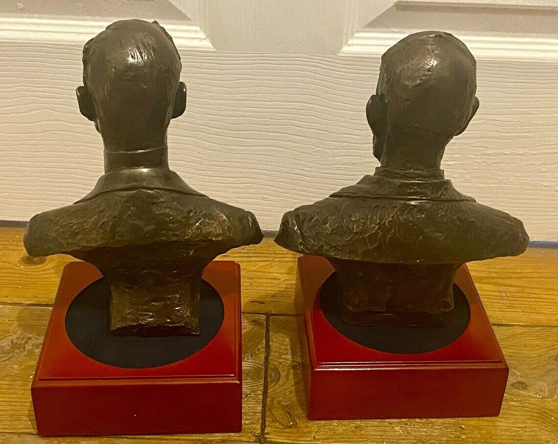 A Pair Of Rolls Royce Bronze Busts Of Frederick Henry Royce & Charles Stewart Rolls Rare Dealership Dealer Showroom Garage Advertising Bentley Sign photo Home Decor