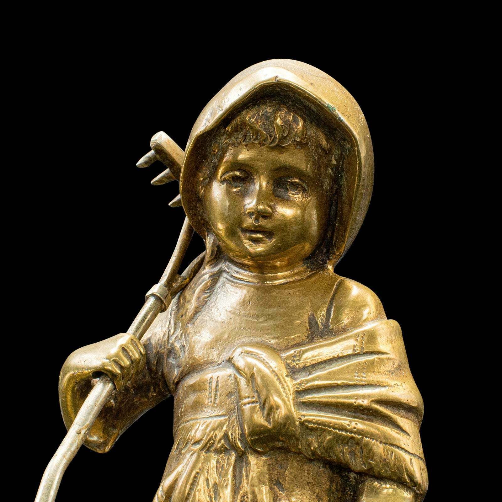 photo furniture Small Antique Farm Girl Figure, French, Bronze, Statuette, Provincial, C.1920