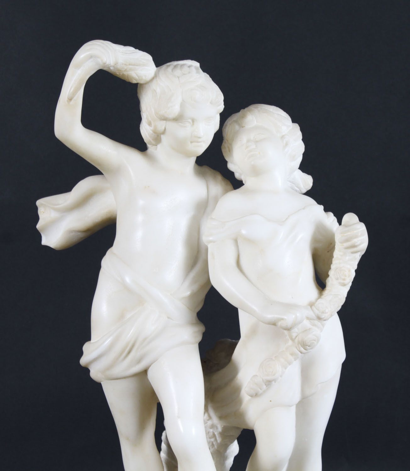 Antique Marble Sculpture Of Two Siblings 20th Century photo Art