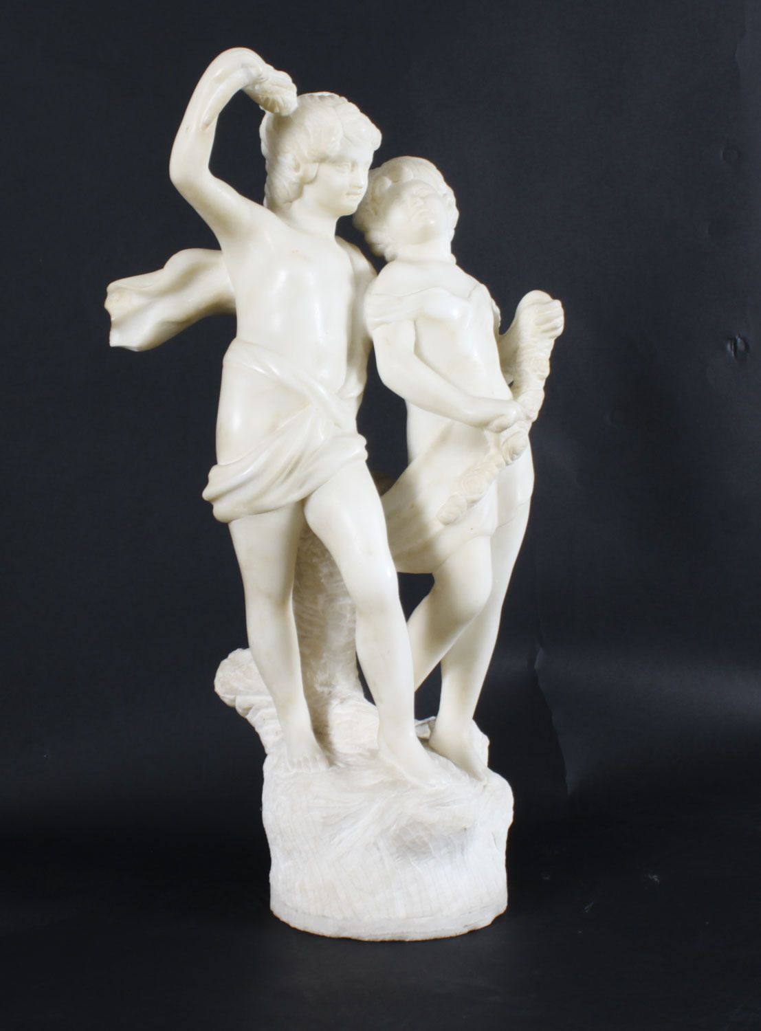 photo buy Antique Marble Sculpture Of Two Siblings 20th Century