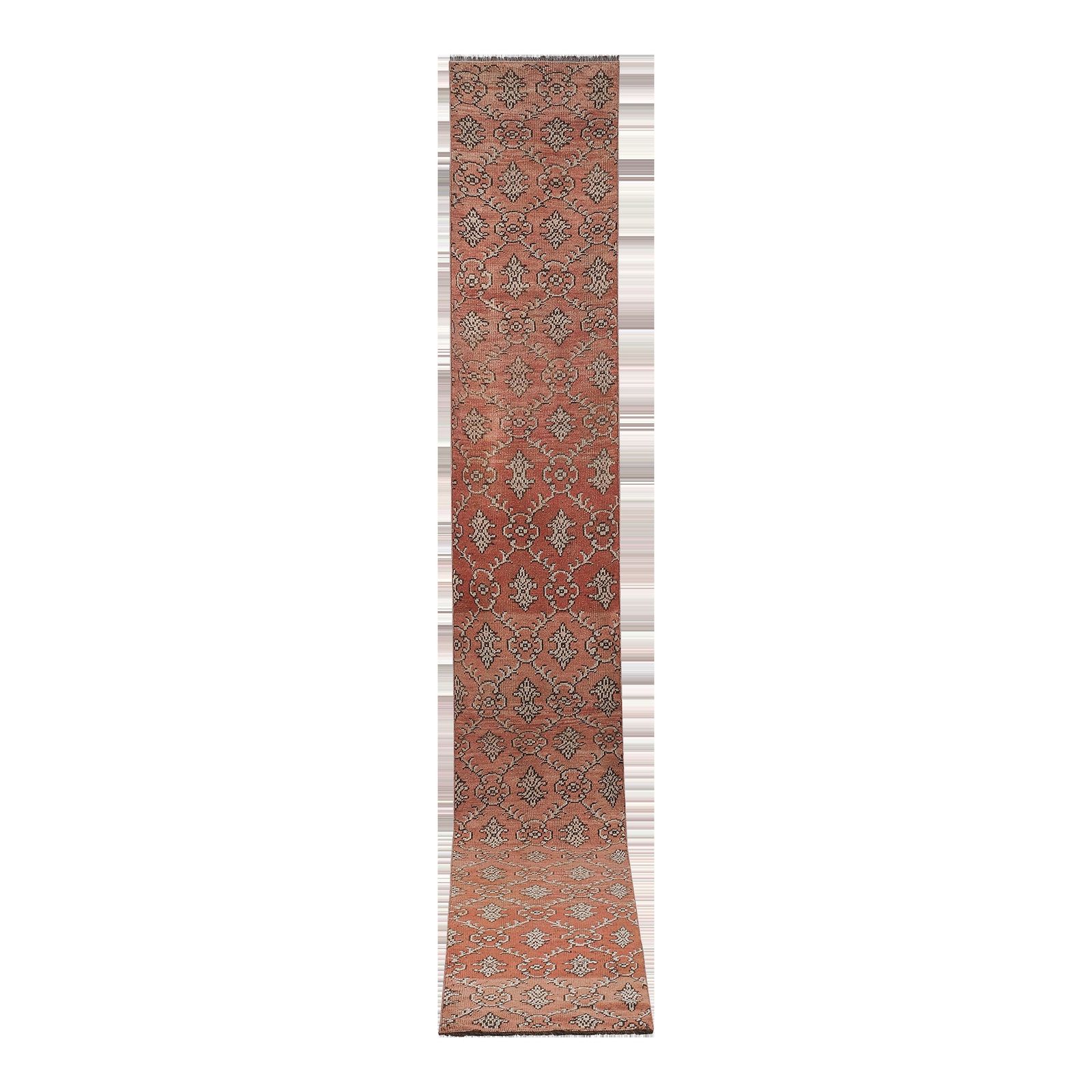 1960s Traditional Turkish Hand Knotted Vintage Long Runner Rug   Stair Carpet 2'3'' X 15'5'