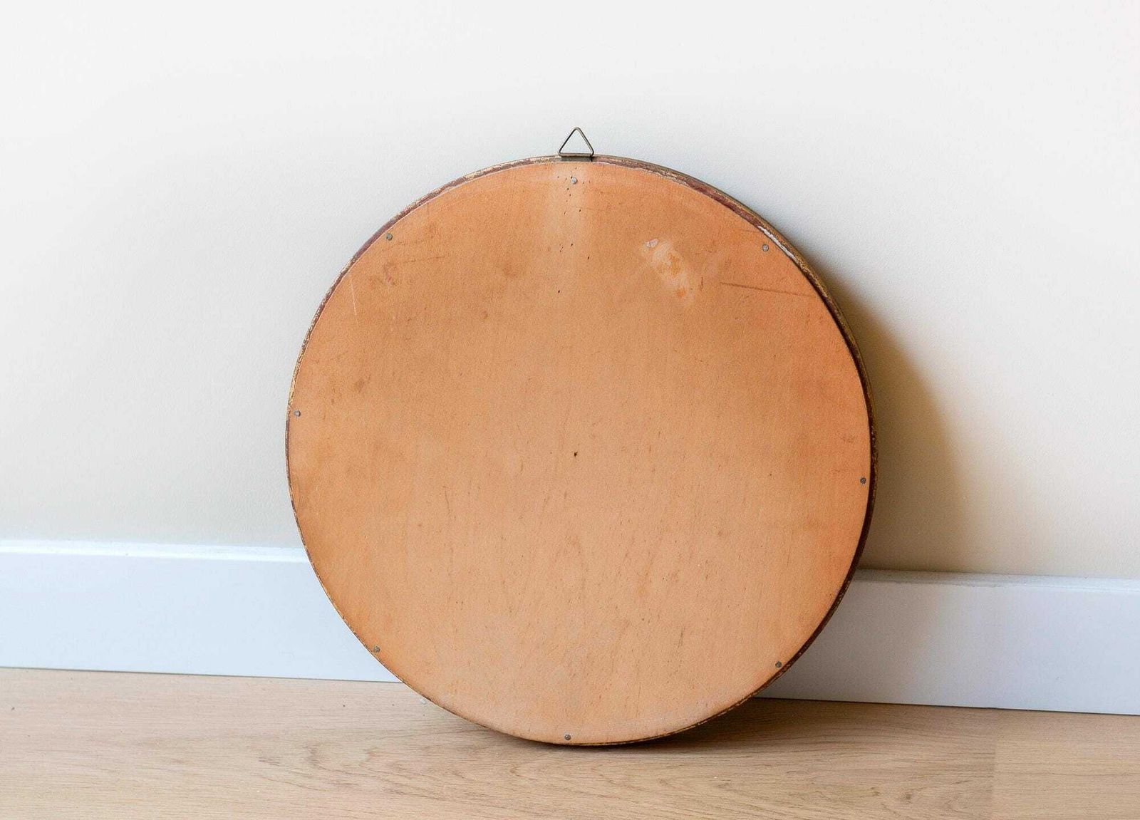 Round Gold Convex Wall Mirror, Mid Century Butler Mirror, 1950s Design, Belgian Wall Mirror, Giltwood, Old Bullseye Mirror photo 210.0