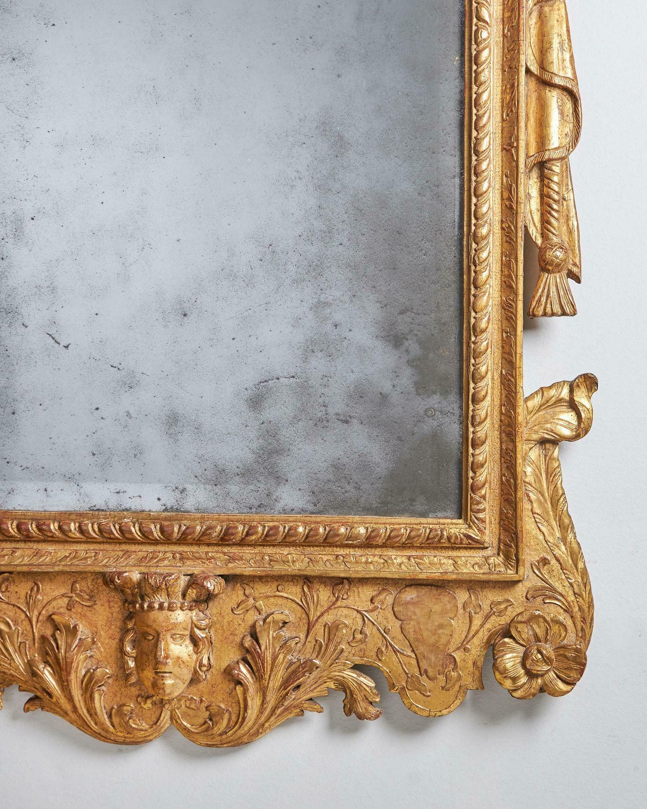 A Rare 18th Century George II Carved Cut Gesso And Giltwood Mirror, Circa 1730 photo Home Decor