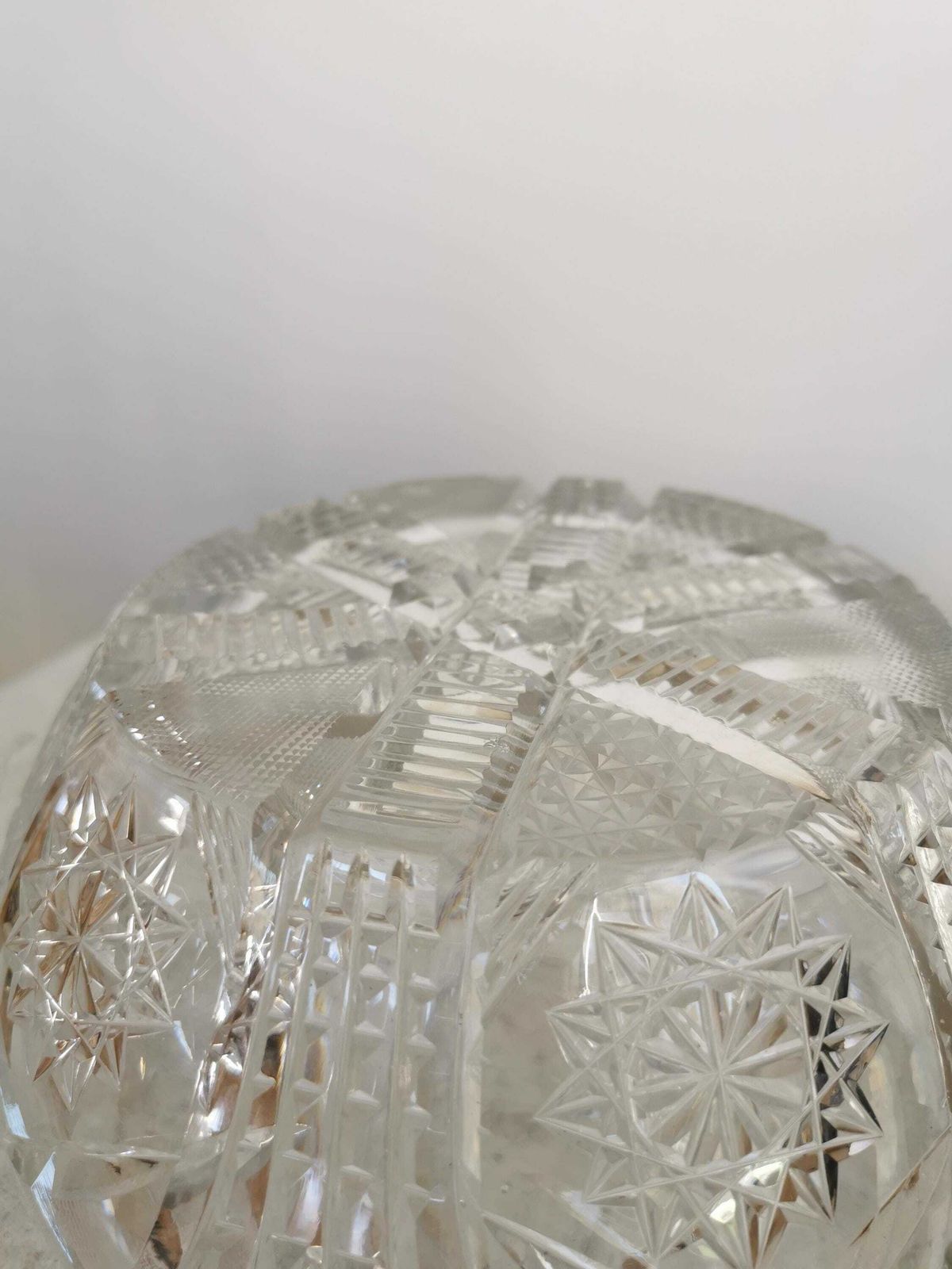 Vintage Crystal Glass Bowl 1970s / Heavy Thich Lead Fruit Bowl / Table Centerpiece / Flower Bowl / Bohemian Style Crystal Glass photo vinterior
