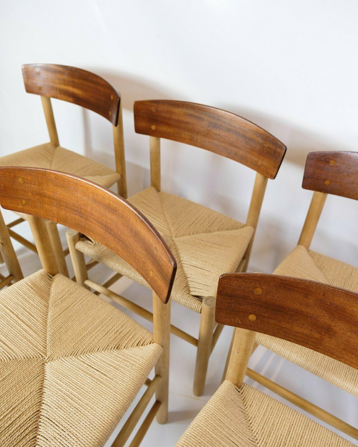 Set Of 6 Dining Chairs  "Folke Chair" Model J39 In Teak & Oak By Børge Mogensen For Fdb Furniture From 1950s photo for sale