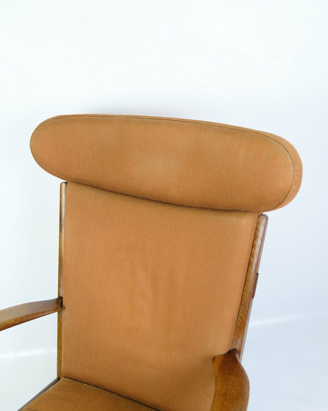 Armchair Model Ap 15 In Oak & Upholstered In Orange Fabric By Hans J. Wegner For Ap Stole In 1950s photo furniture