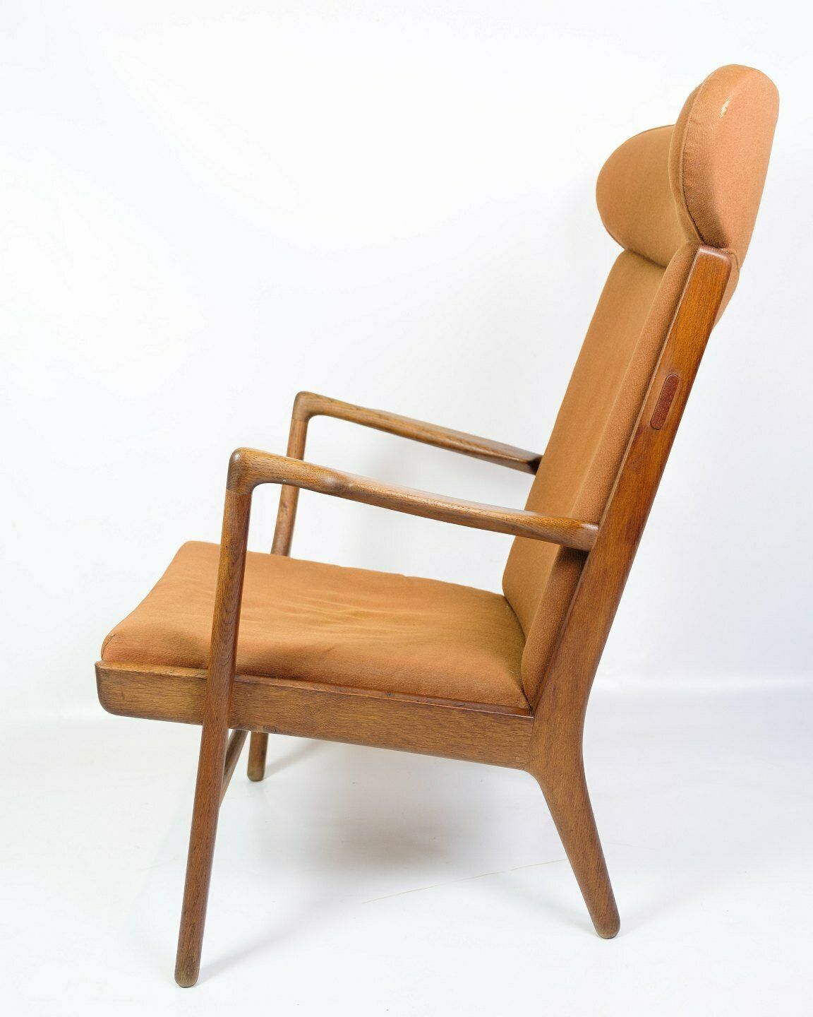 Armchair Model Ap 15 In Oak & Upholstered In Orange Fabric By Hans J. Wegner For Ap Stole In 1950s photo buy