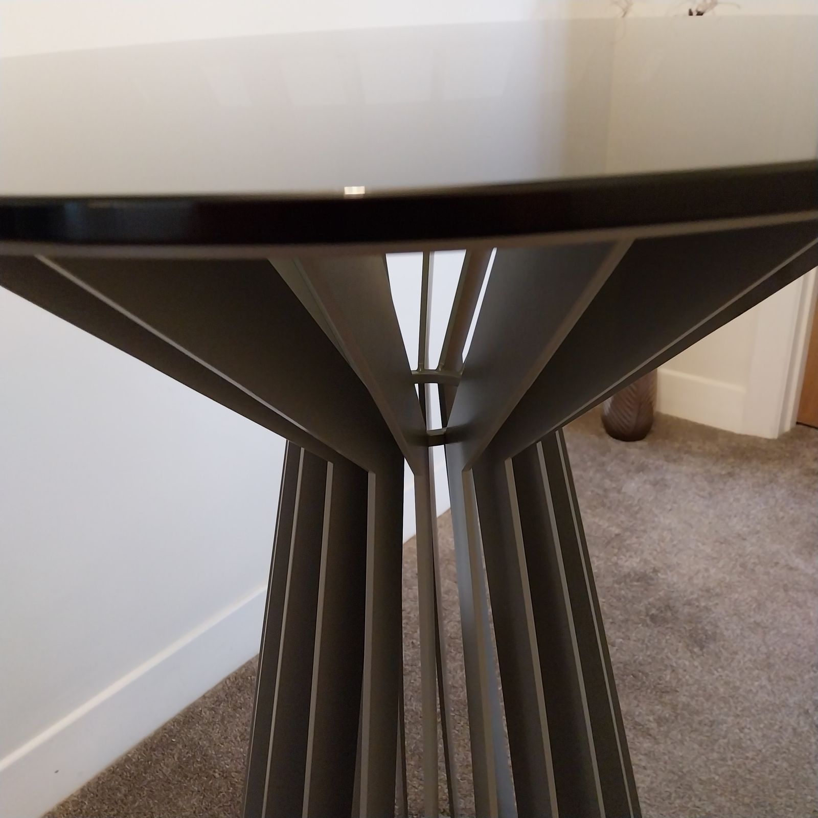 Bespoke Steel Powder Coated High Table With Smoked Glass Top photo vinterior