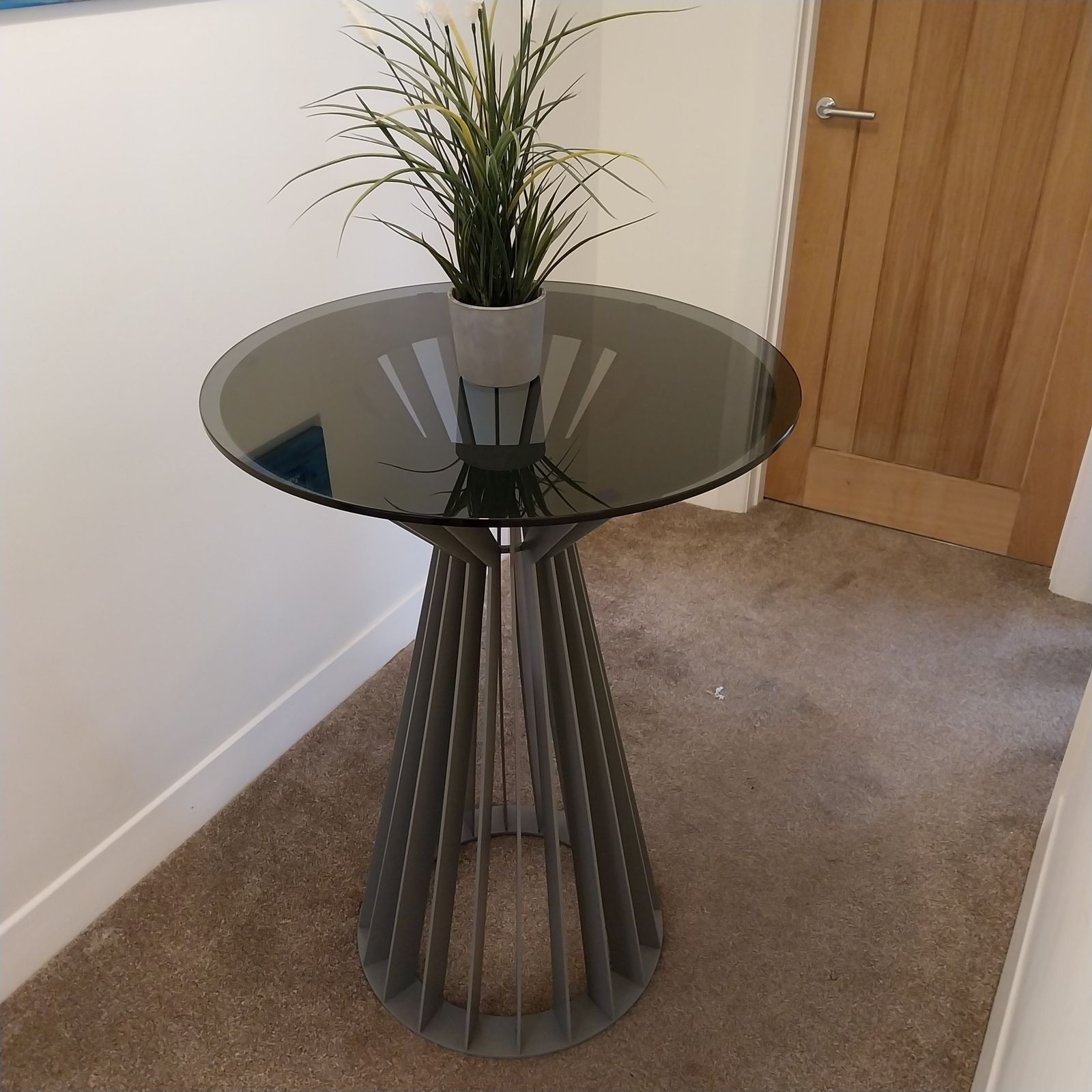 Bespoke Steel Powder Coated High Table With Smoked Glass Top
