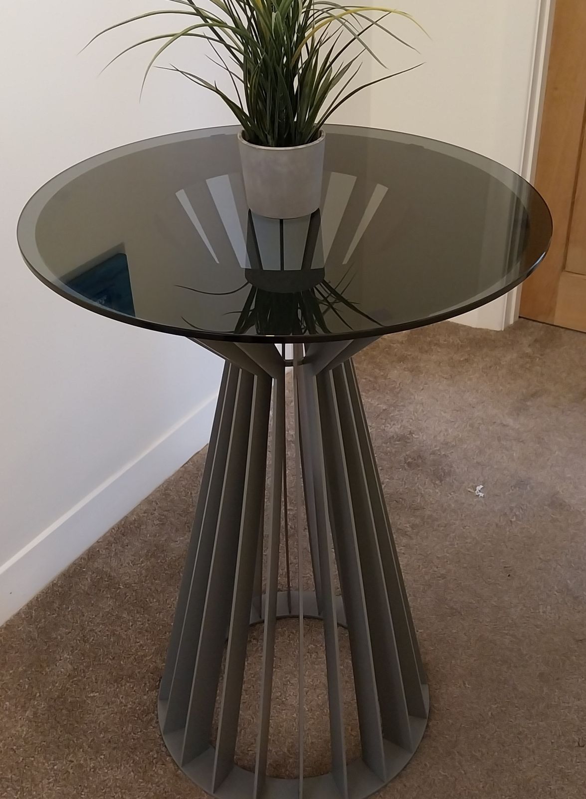 Bespoke Steel Powder Coated High Table With Smoked Glass Top photo furniture