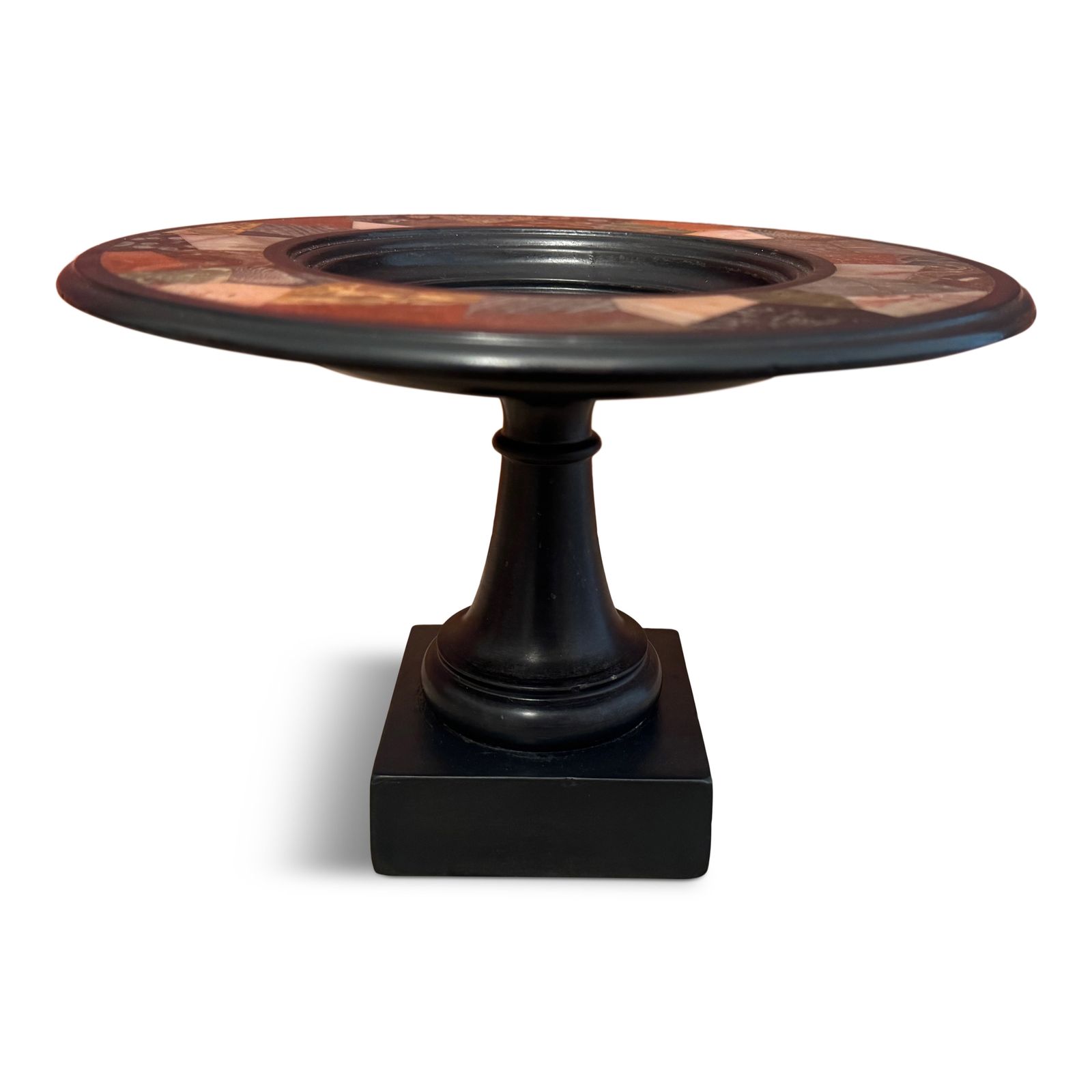 19th Century Ashford Black Marble With Pietra Dura Tazza