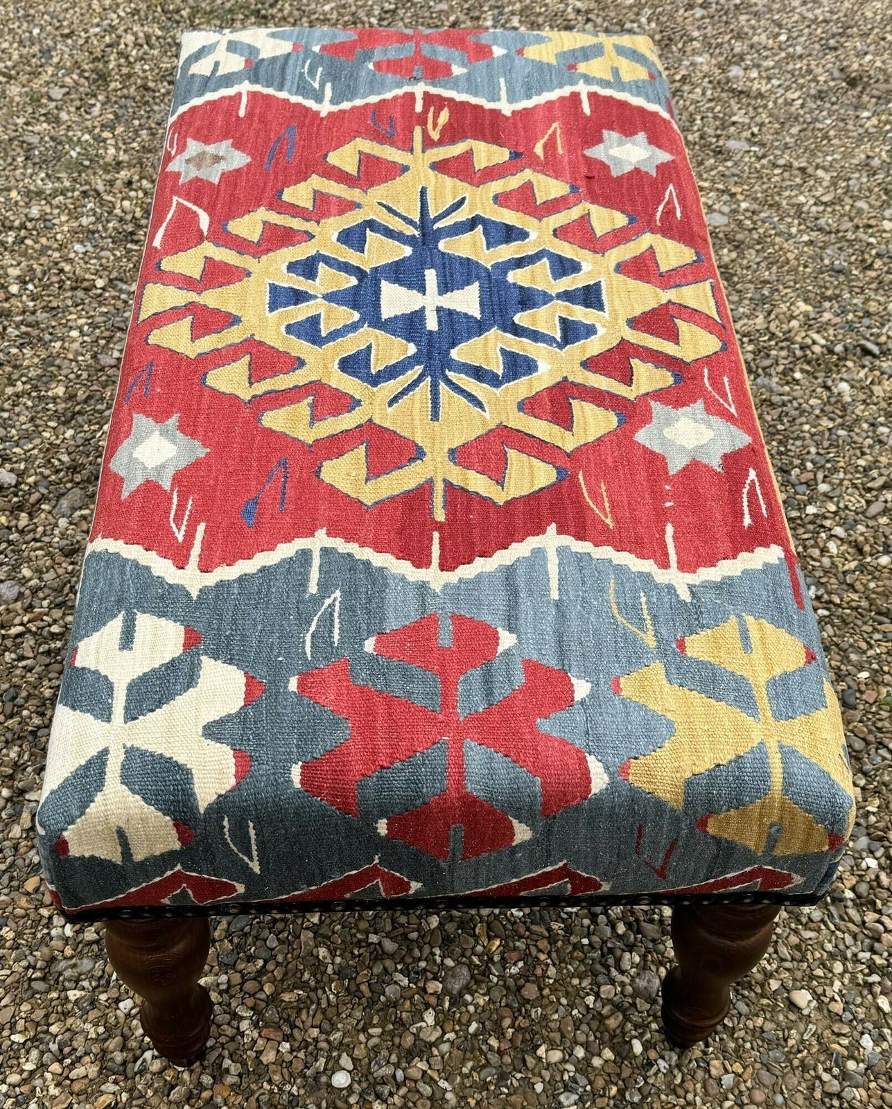 Kilim Covered Stool 0.90m X 0.46m X H0.40m photo Furniture