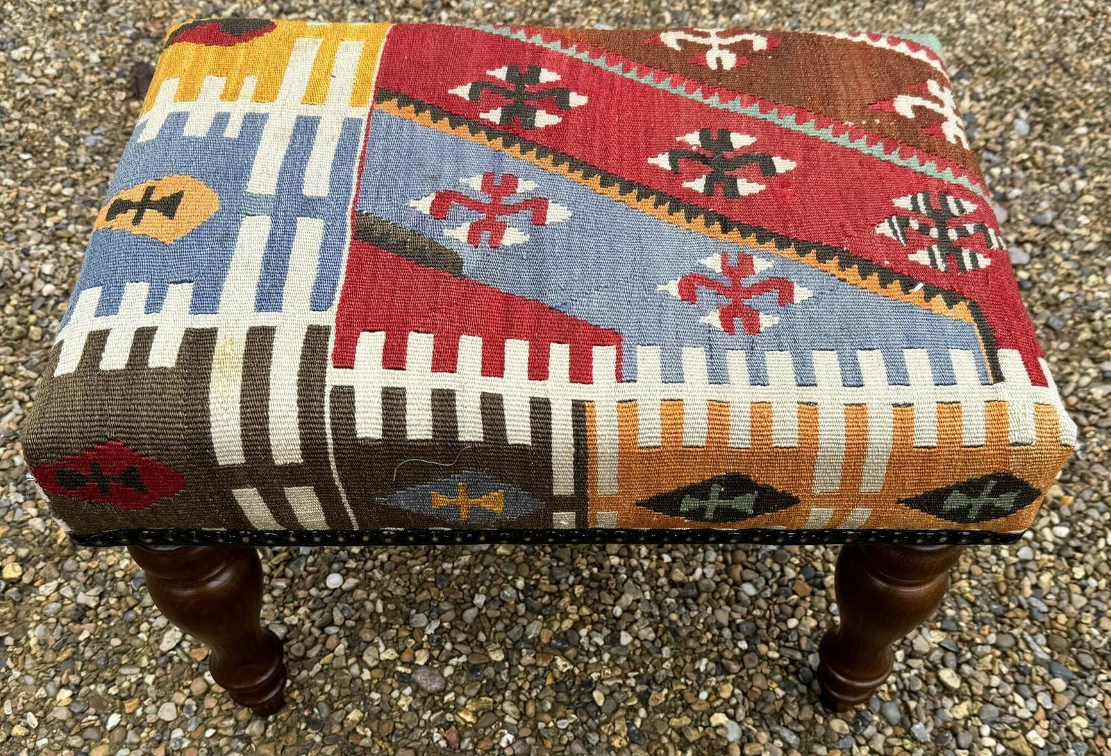 Kilim Covered Stool 0.51m X 0.37m X H0.36m photo for sale