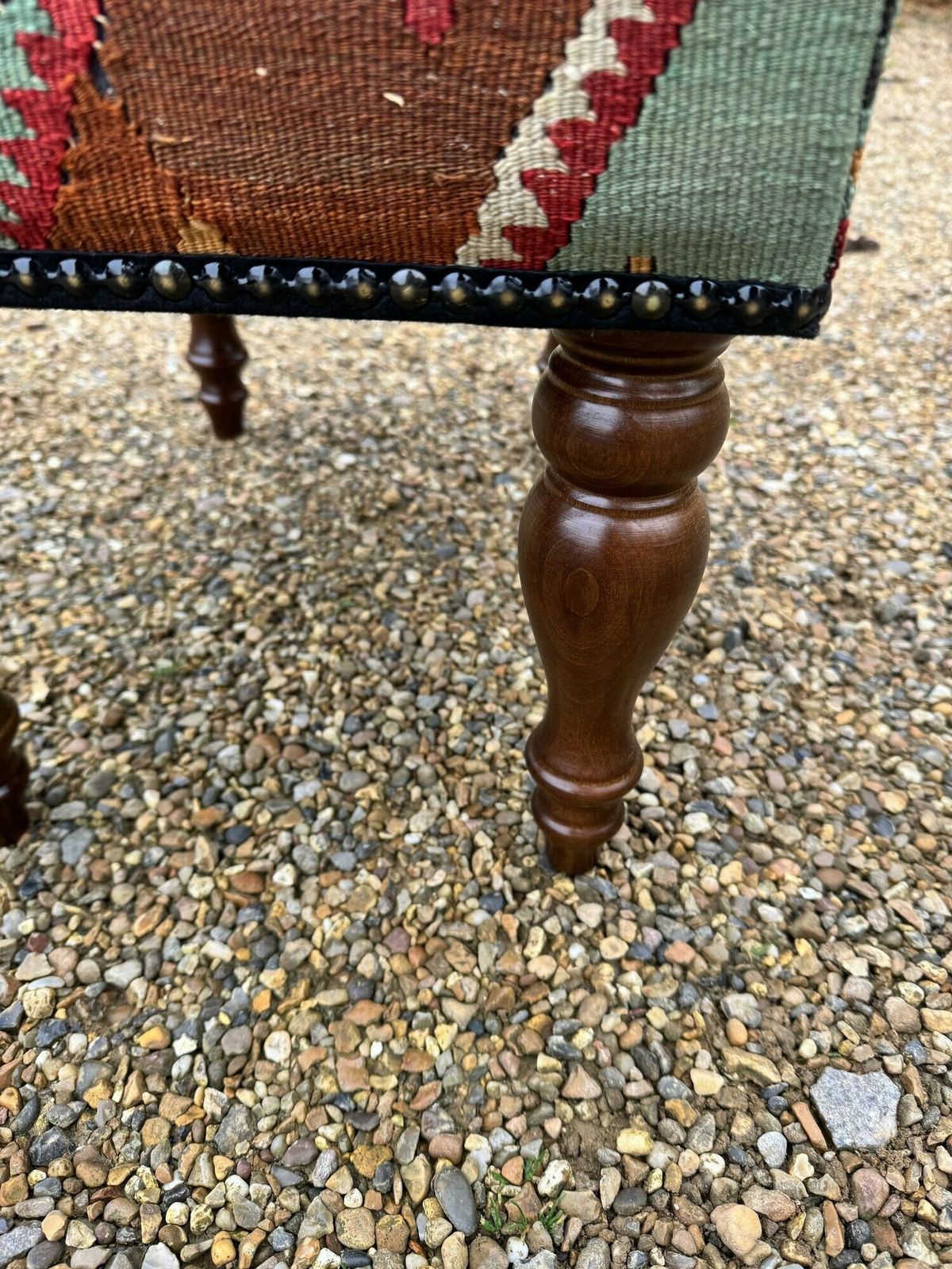 Furniture Kilim Covered Stool 0.51m X 0.37m X H0.36m photo