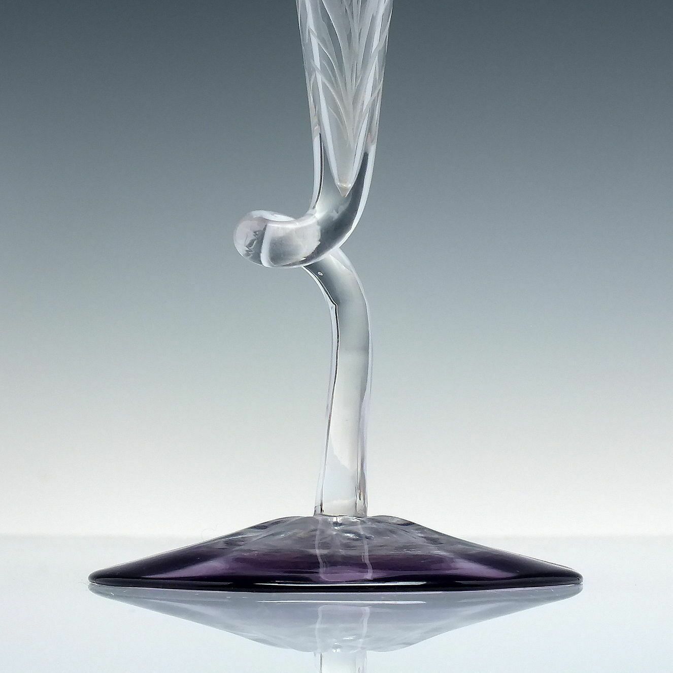 Art Nouveau Engraved Amethyst Glass Trumpet Stem Vase C1890 photo Home Decor