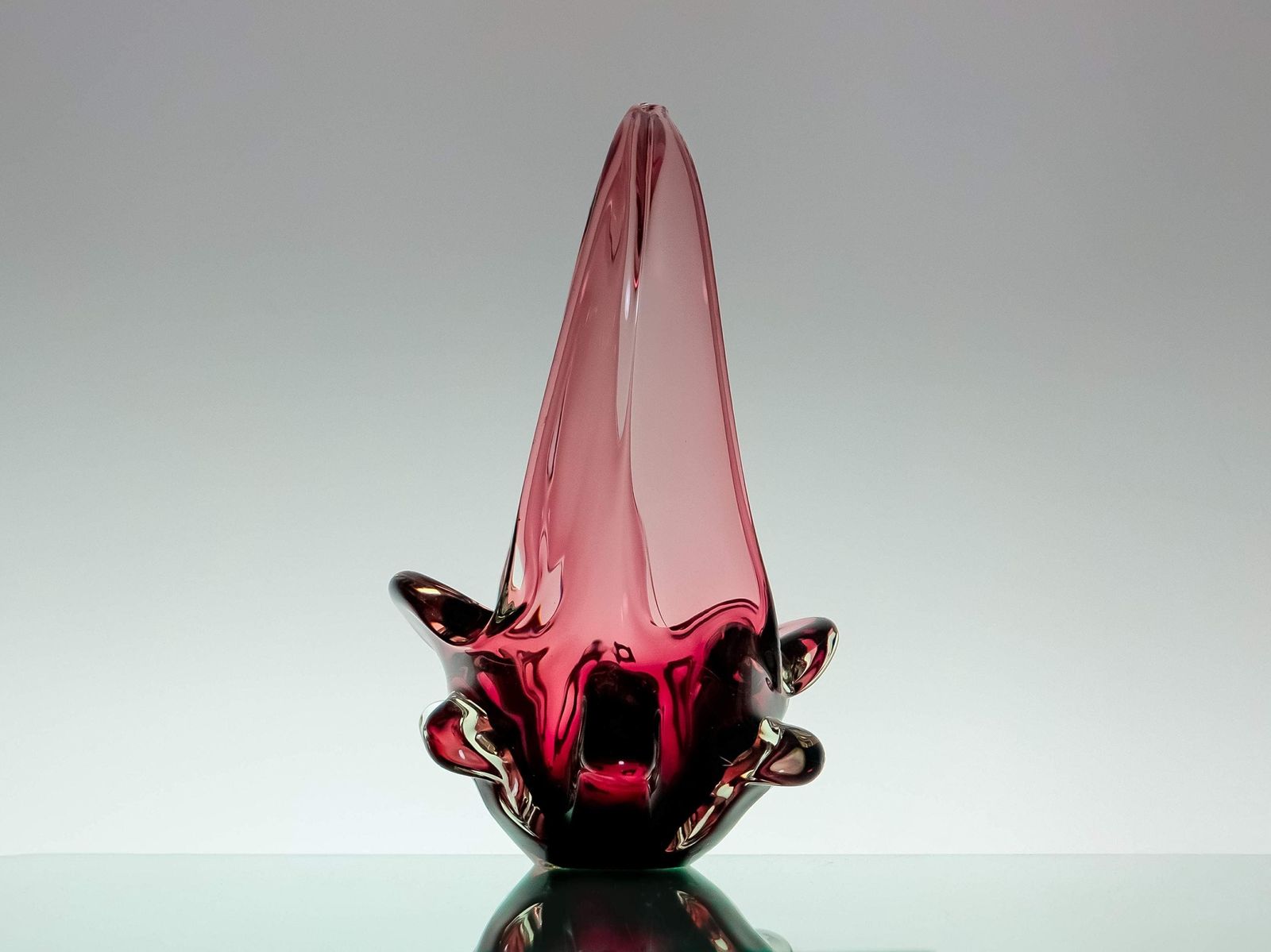 Dark Red Magenta And Clear Murano Vintage Mid Century Art Glass Dish/Centrepiece, 1960s,   Mid Century Home Decor photo vinterior