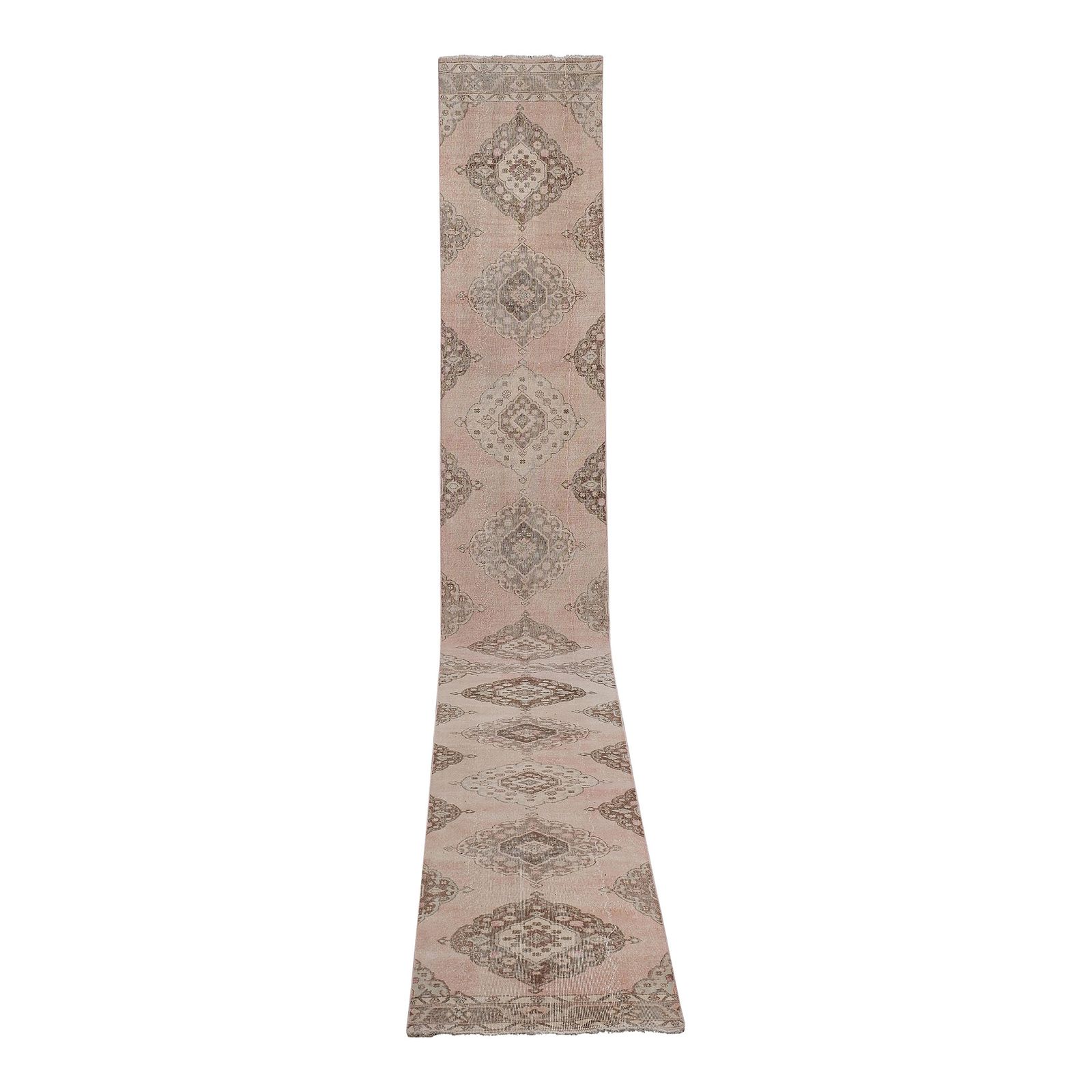 1960s Turkish Oushak Extra Long And Wide Runner   Stair Tread 2'8'' X 24''