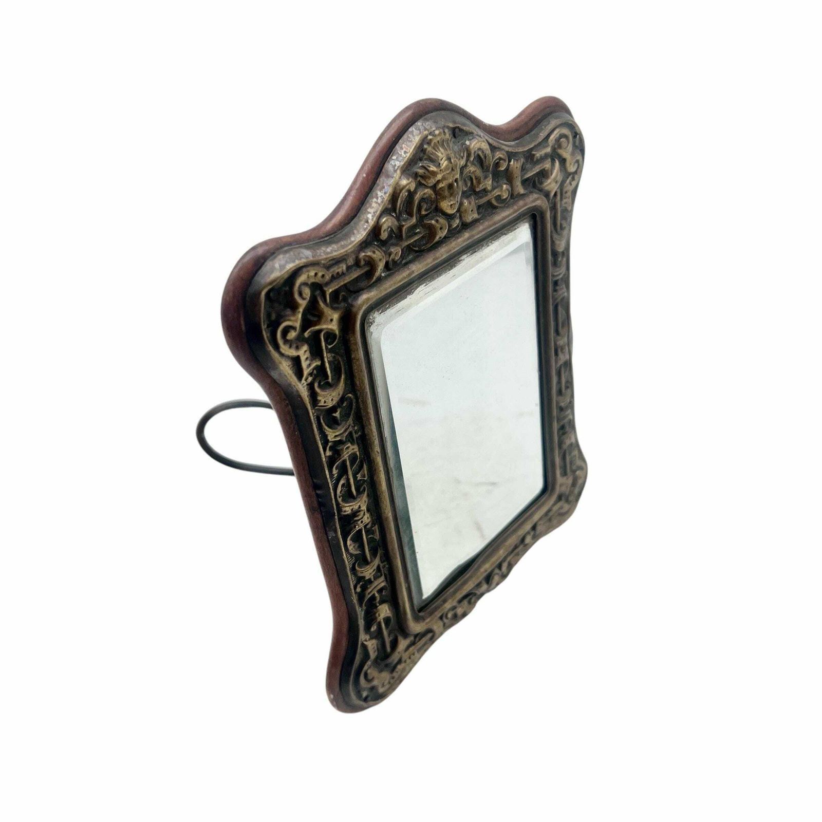 Antique French Brass Bevelled Glass Shaving Mirror   Table Mirror   Home Decor   Bathroom Decor photo furniture