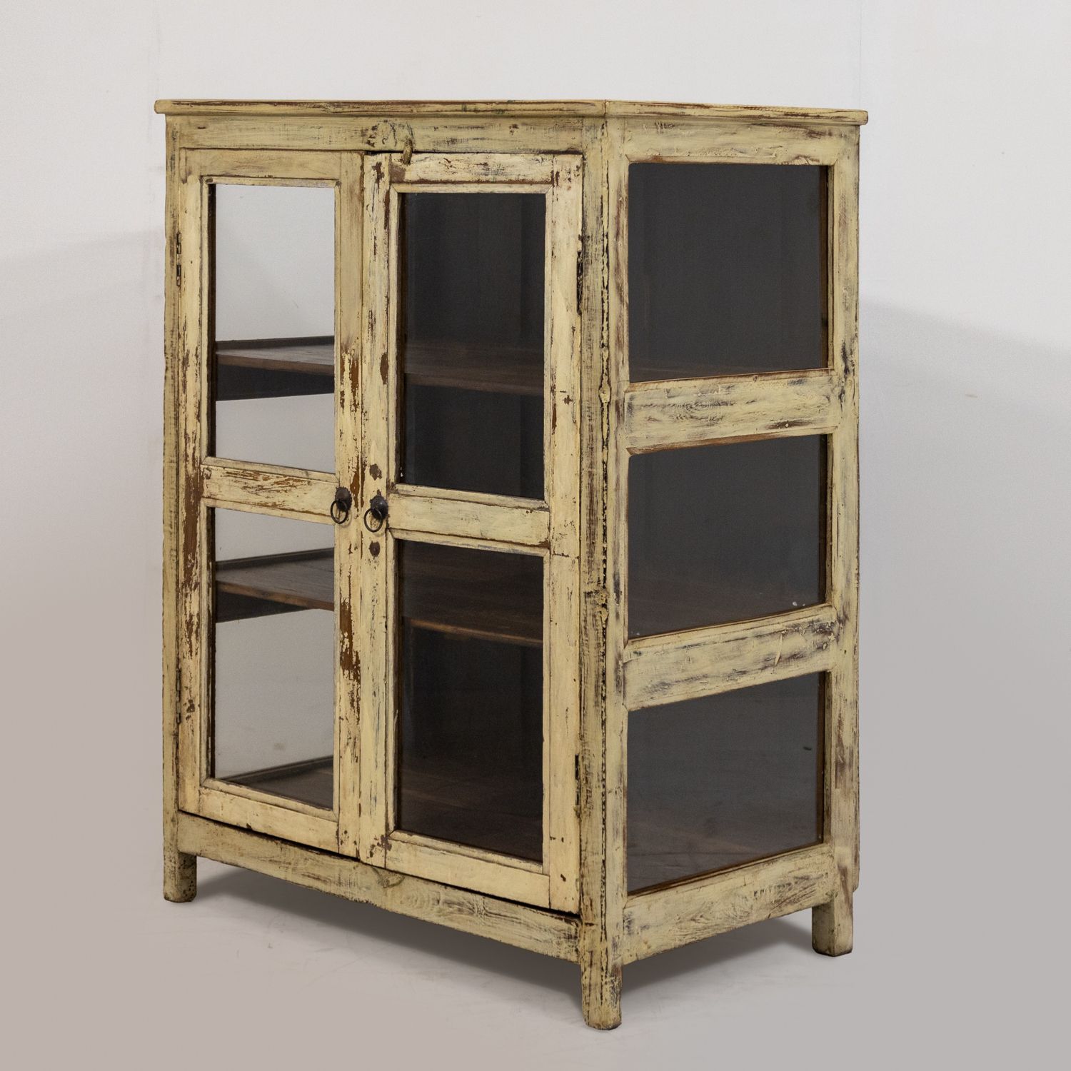 Wooden Pinjara Cabinet With Glass Doors & Side Panels S 17